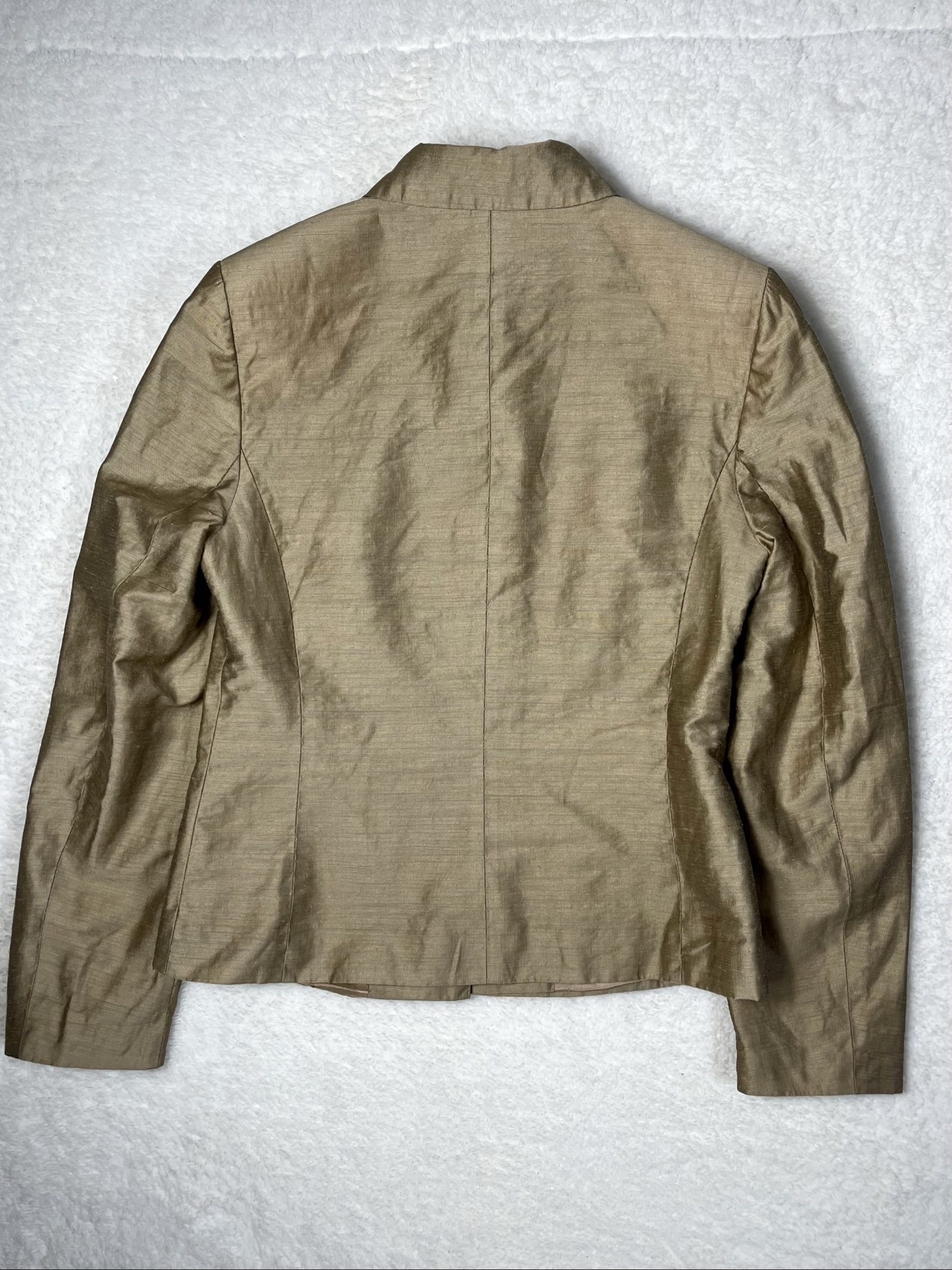 90s Vintage linen blazer tight fitted jacket gold tailored Classic minimalist image 6