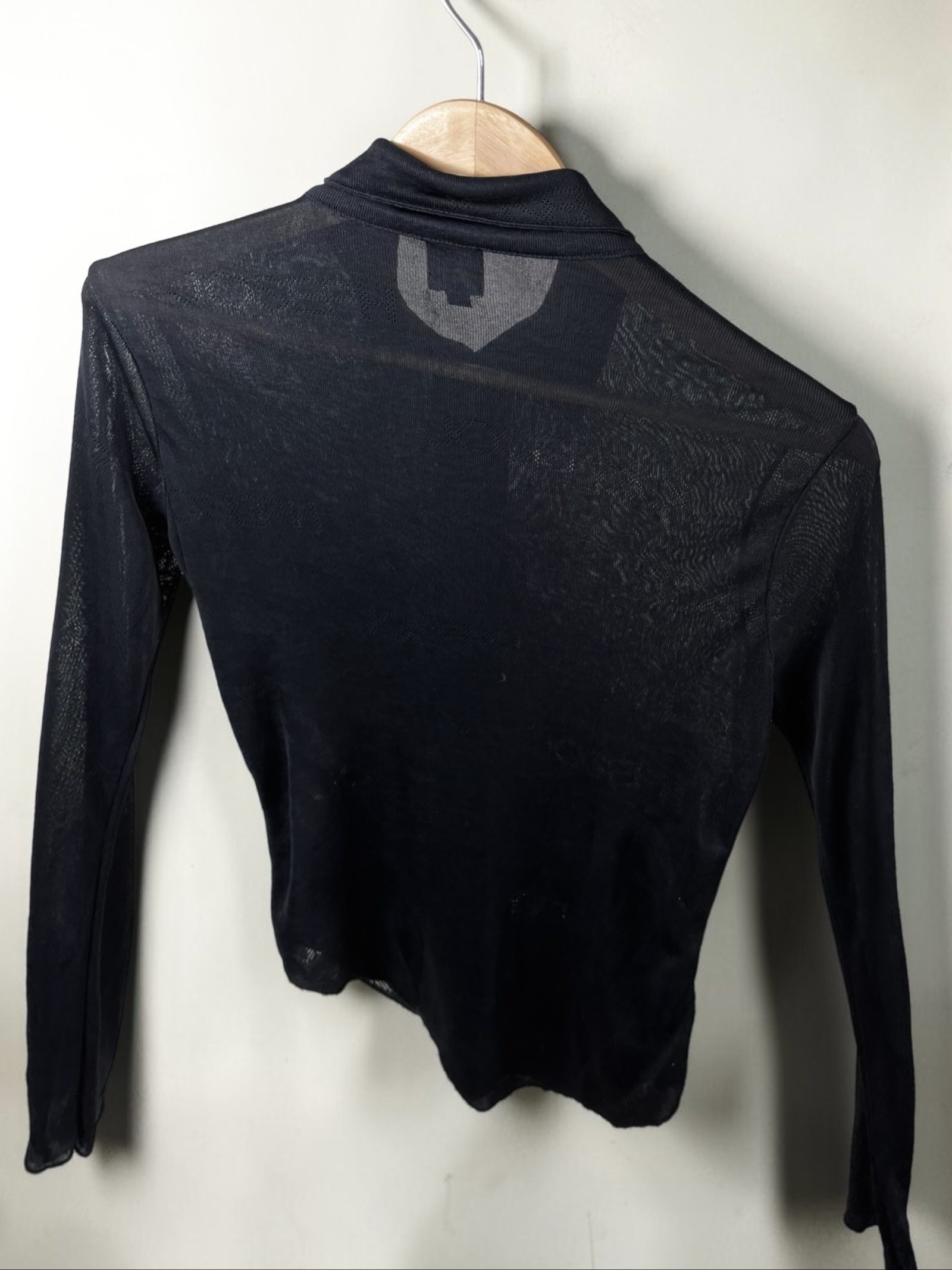 Joseph pointelle knit sheer top allover logo print 90s vintage quiet luxury image 3