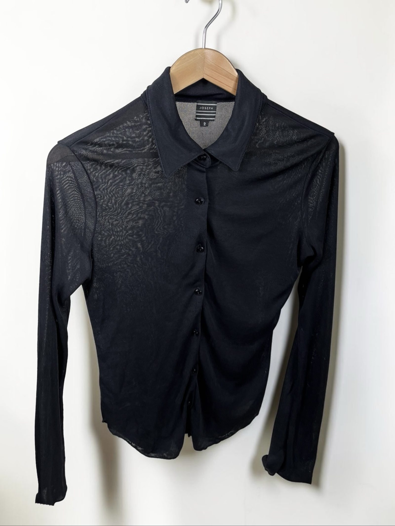 Joseph pointelle knit sheer top allover logo print 90s vintage quiet luxury image 2