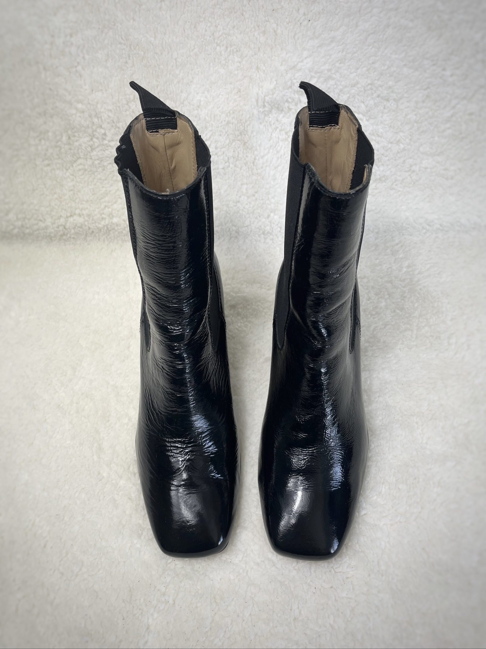 Patent Leather Square-Toe Ankle Boots Karree Lackstiefel Lackleder Avantgarde 36 image 4