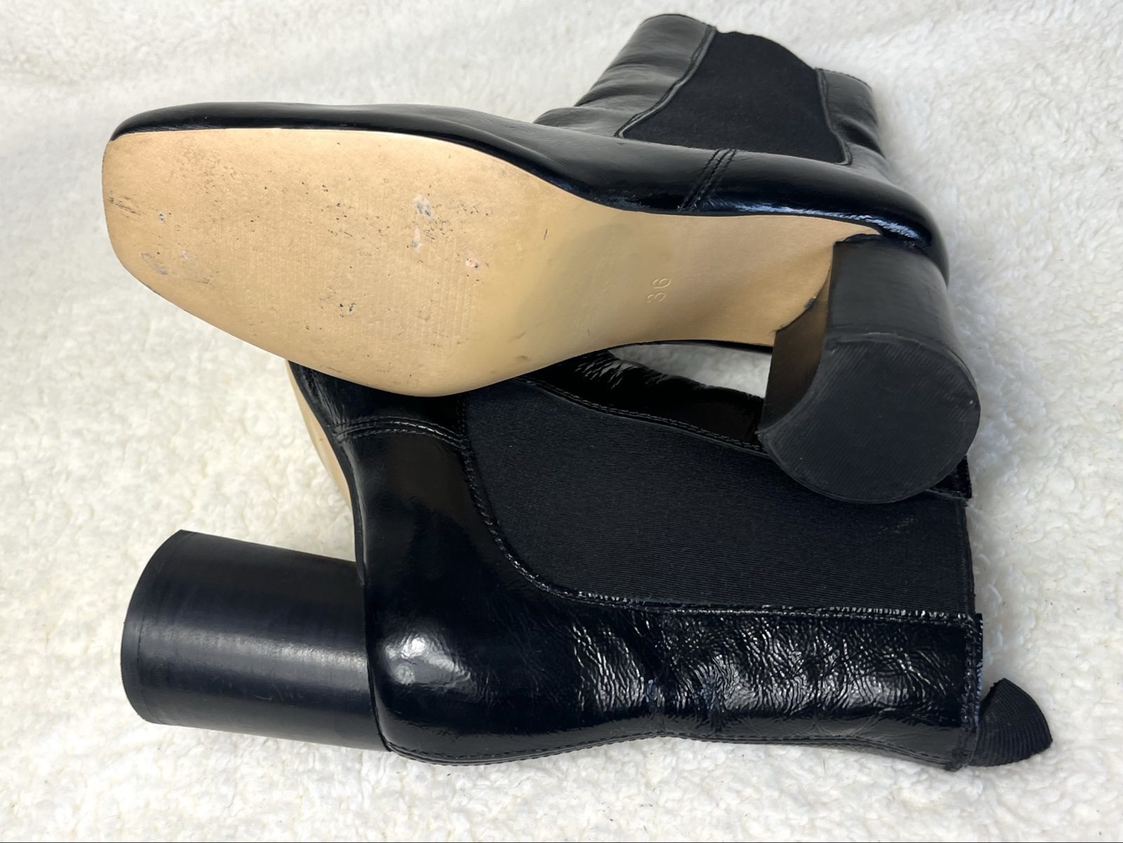 Patent Leather Square-Toe Ankle Boots Karree Lackstiefel Lackleder Avantgarde 36 image 8