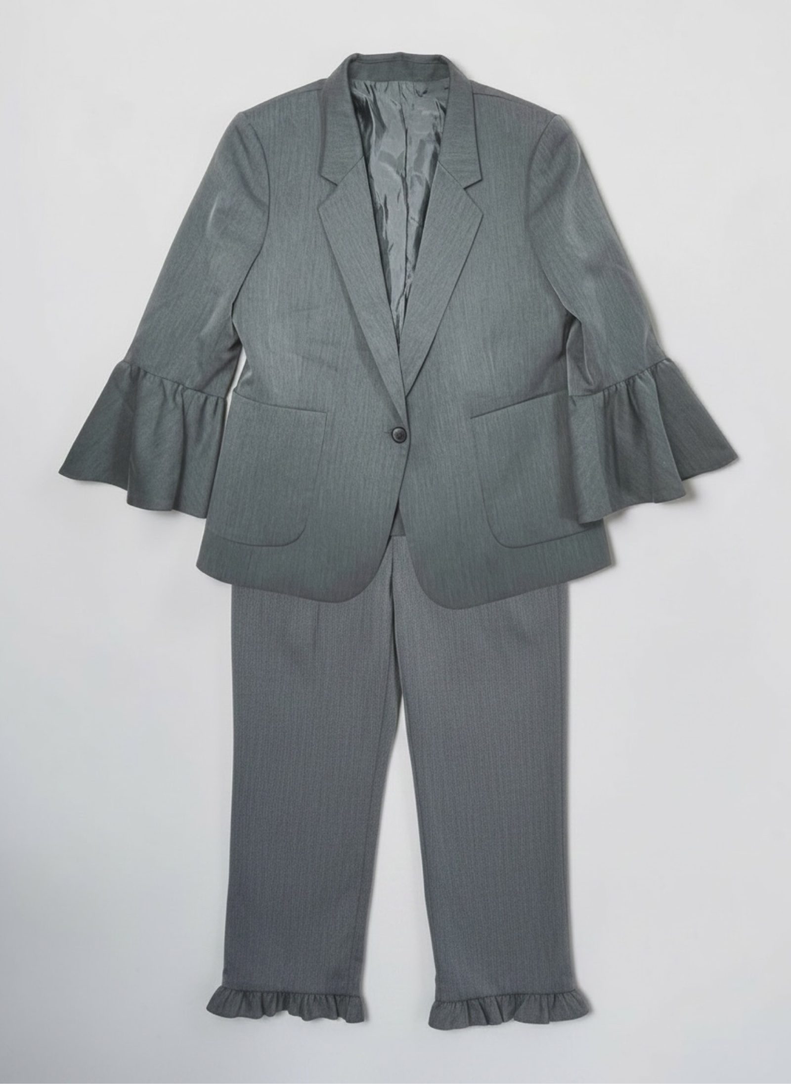 2NDDAY ruffled suit set low waist 7/8 capri scandi tailored M/L