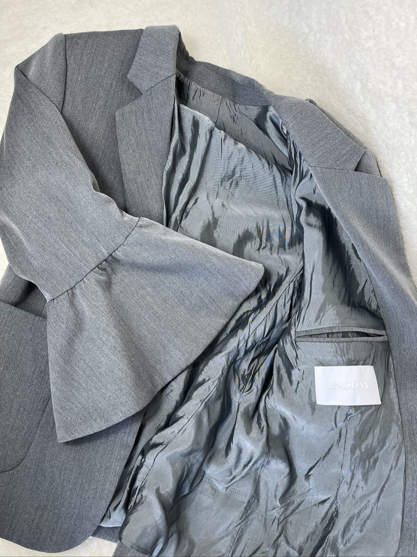 2NDDAY ruffled suit set low waist 7/8 capri scandi tailored M/L image 6