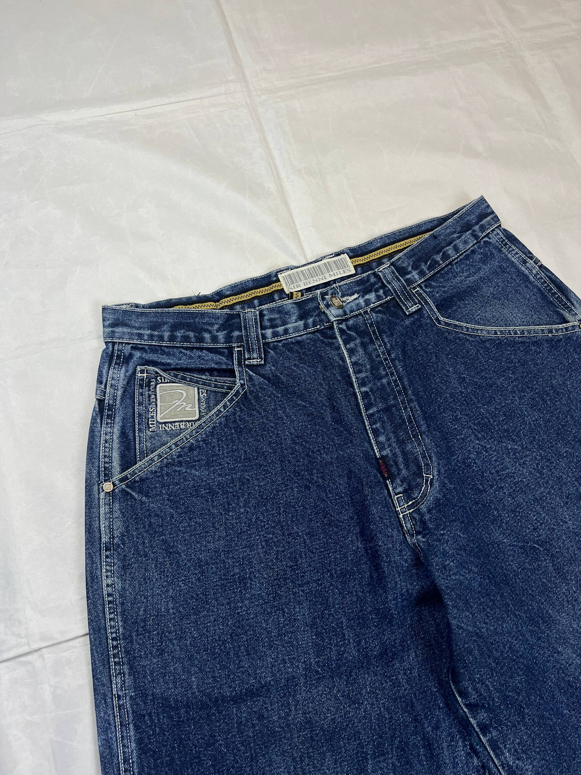 Sir Benny Blue Denim Wide Leg Jeans Large Distressed image 5