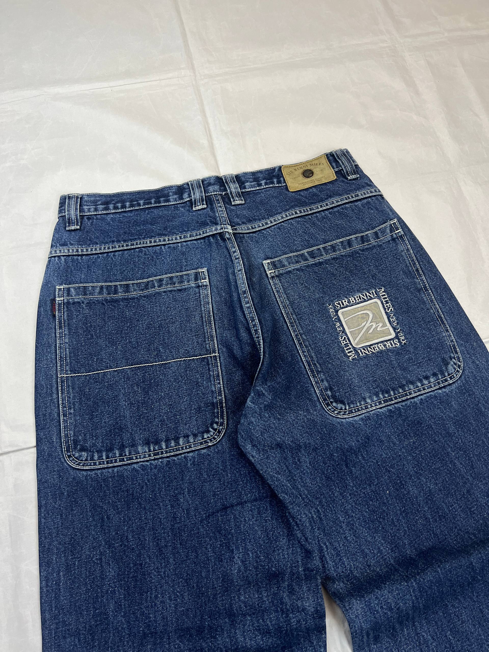 Sir Benny Blue Denim Wide Leg Jeans Large Distressed image 2