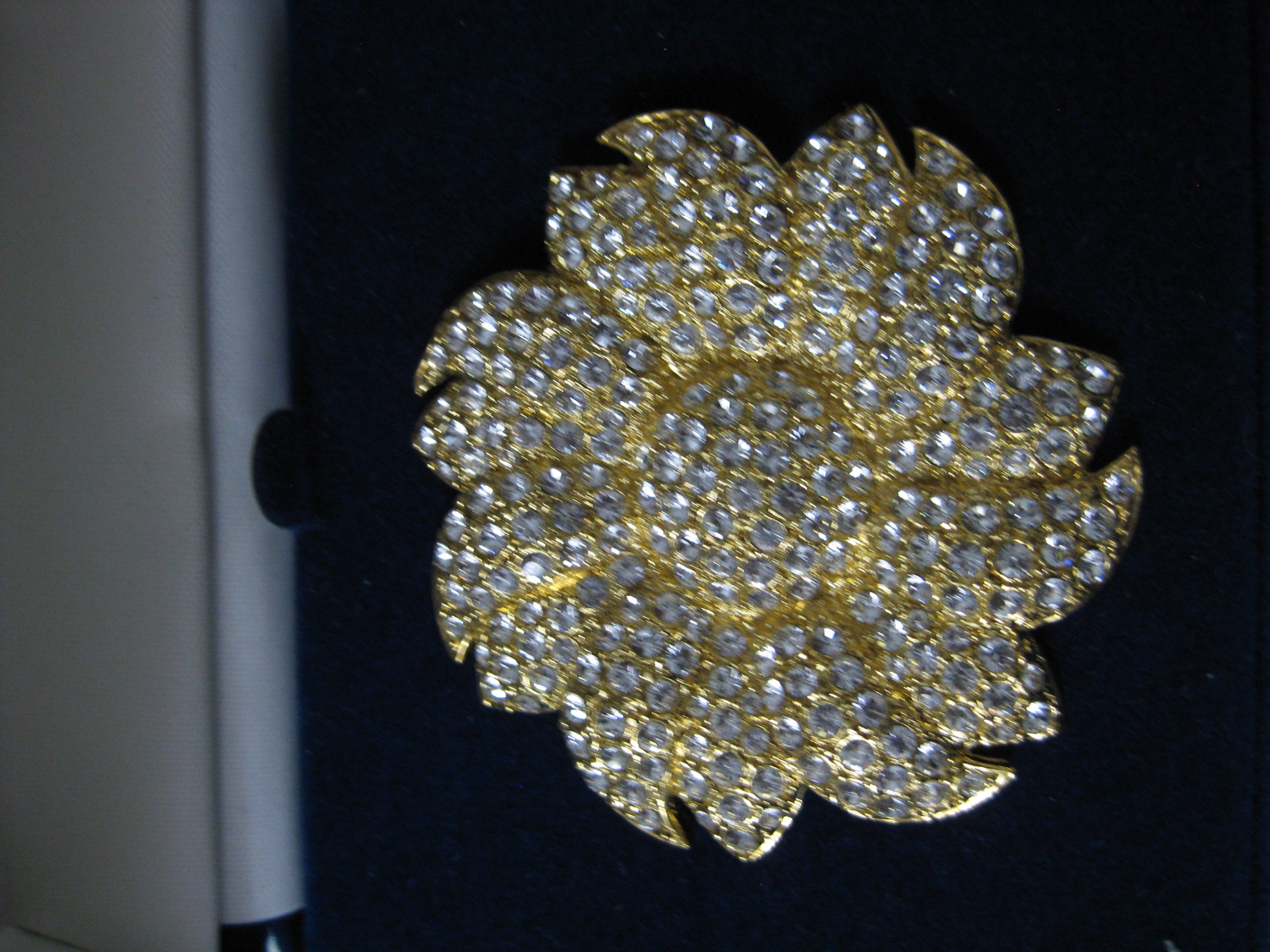 Camrose & Kross Gold Tone & Clear Crystal Flower Brooch image 3