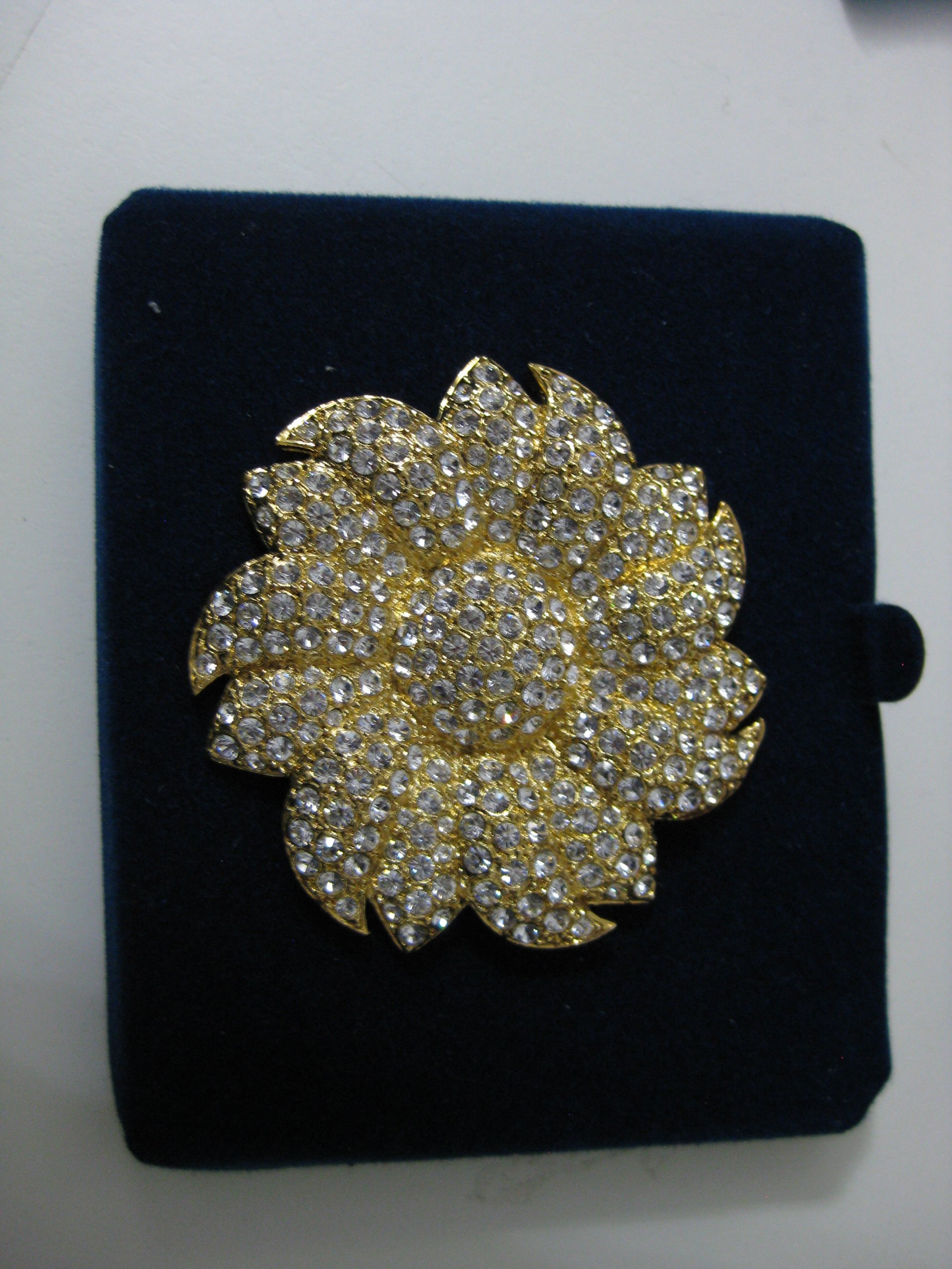 Camrose & Kross Gold Tone & Clear Crystal Flower Brooch