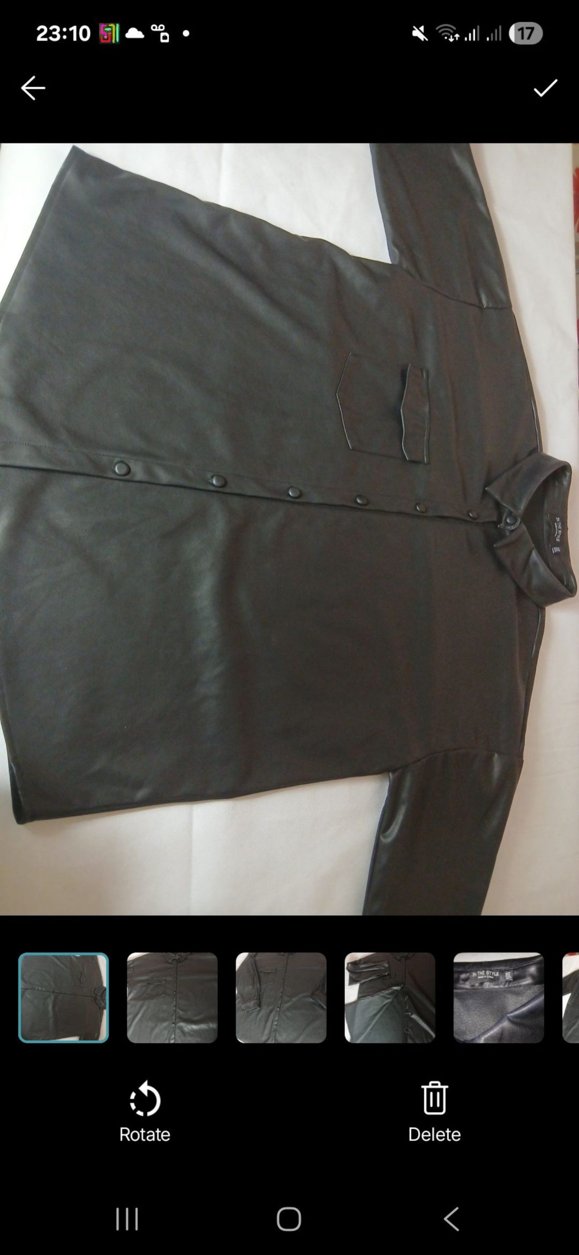 The Style Black Faux Leather Shirt Large