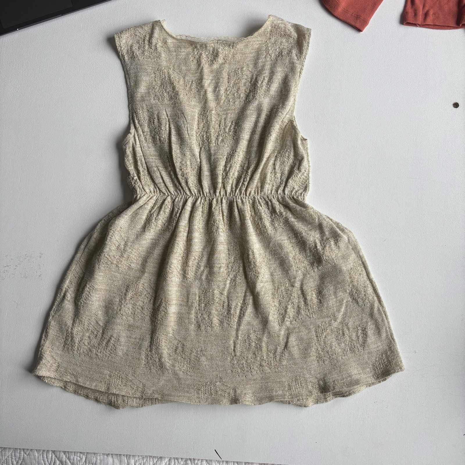 Cream & Gold Metallic Women's Textured Tank Top Medium image 3