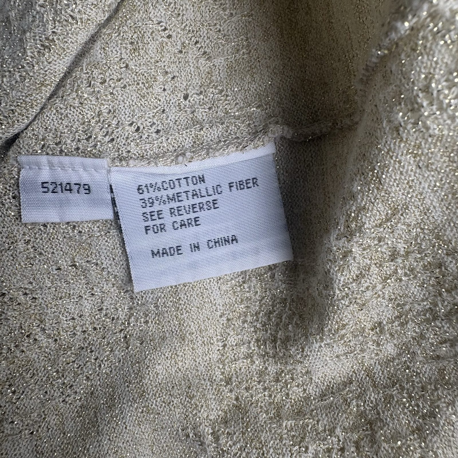 Cream & Gold Metallic Women's Textured Tank Top Medium image 4