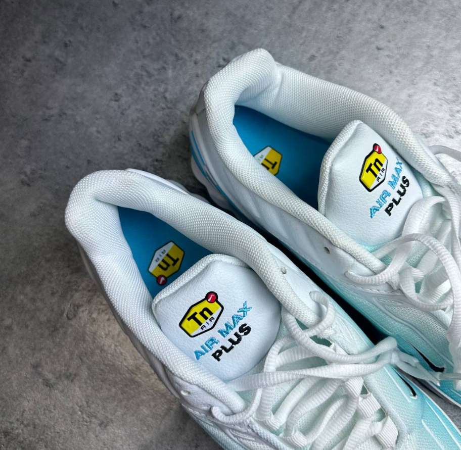 Nike White & Blue Air Max Plus Sneakers US 9 image 3