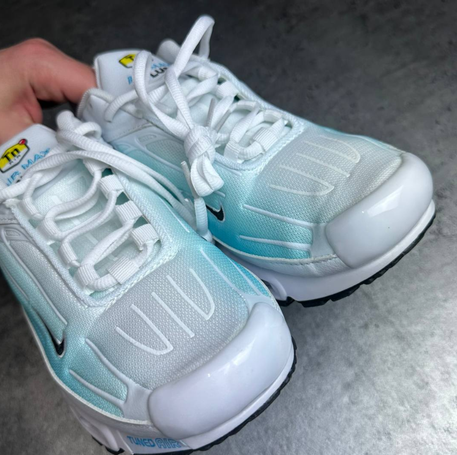 Nike White & Blue Air Max Plus Sneakers US 9 image 4
