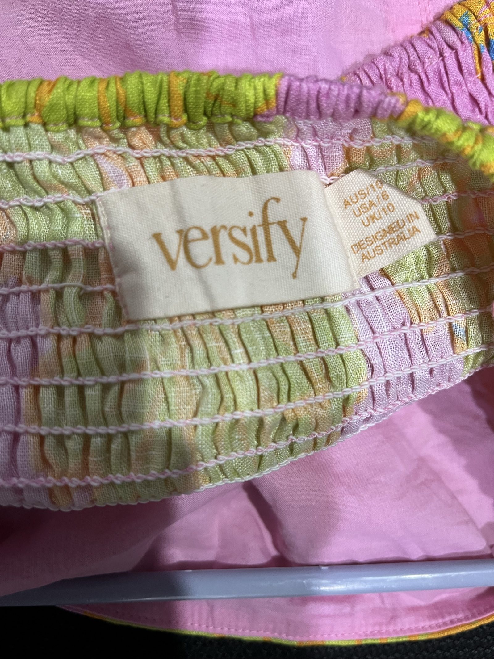 Versify Pink, Green & Orange Floral Linen Crop Top AUS 10 image 3