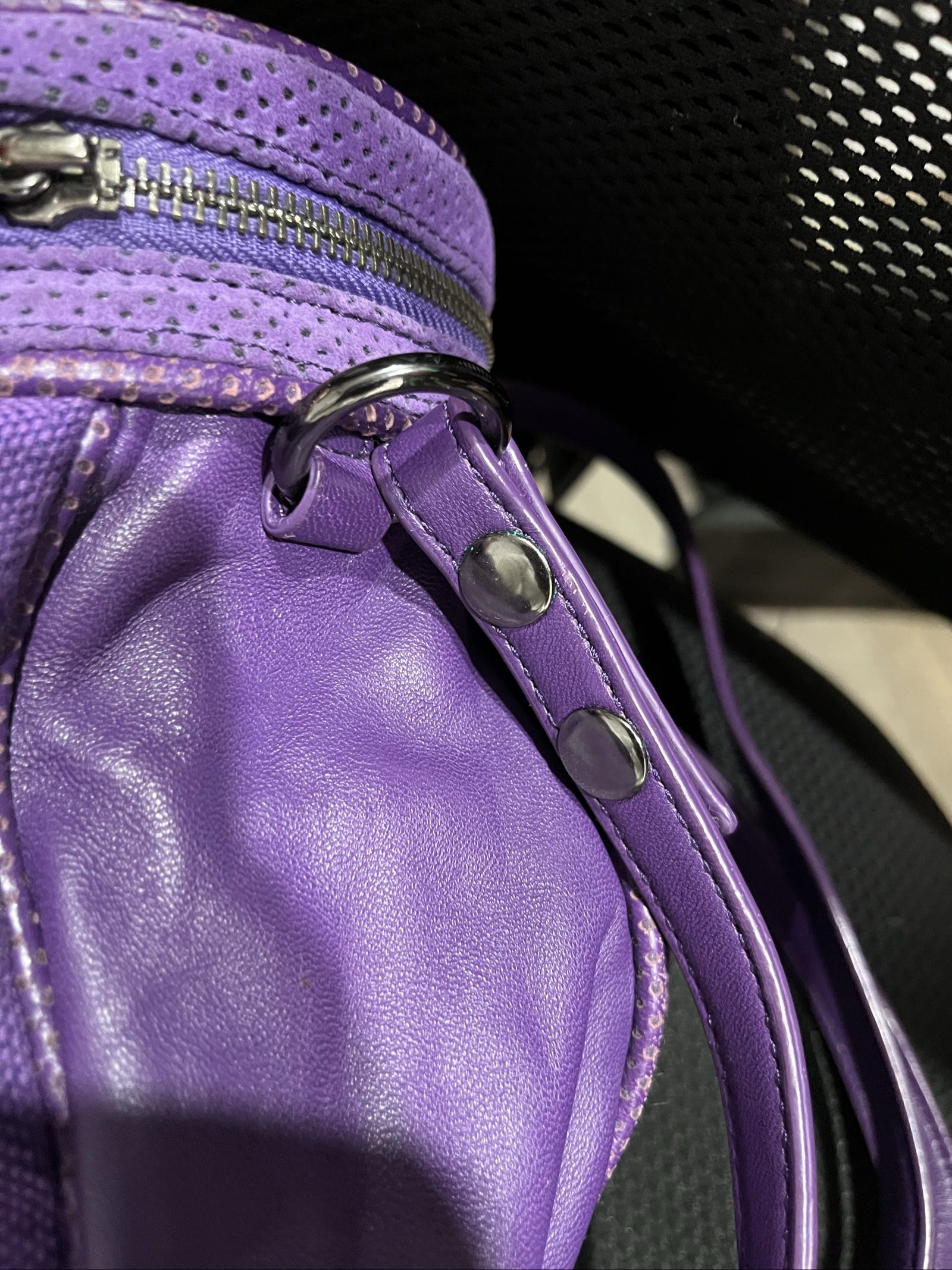 MIMCO Purple Leather & Canvas Drawstring Crossbody Bag image 5