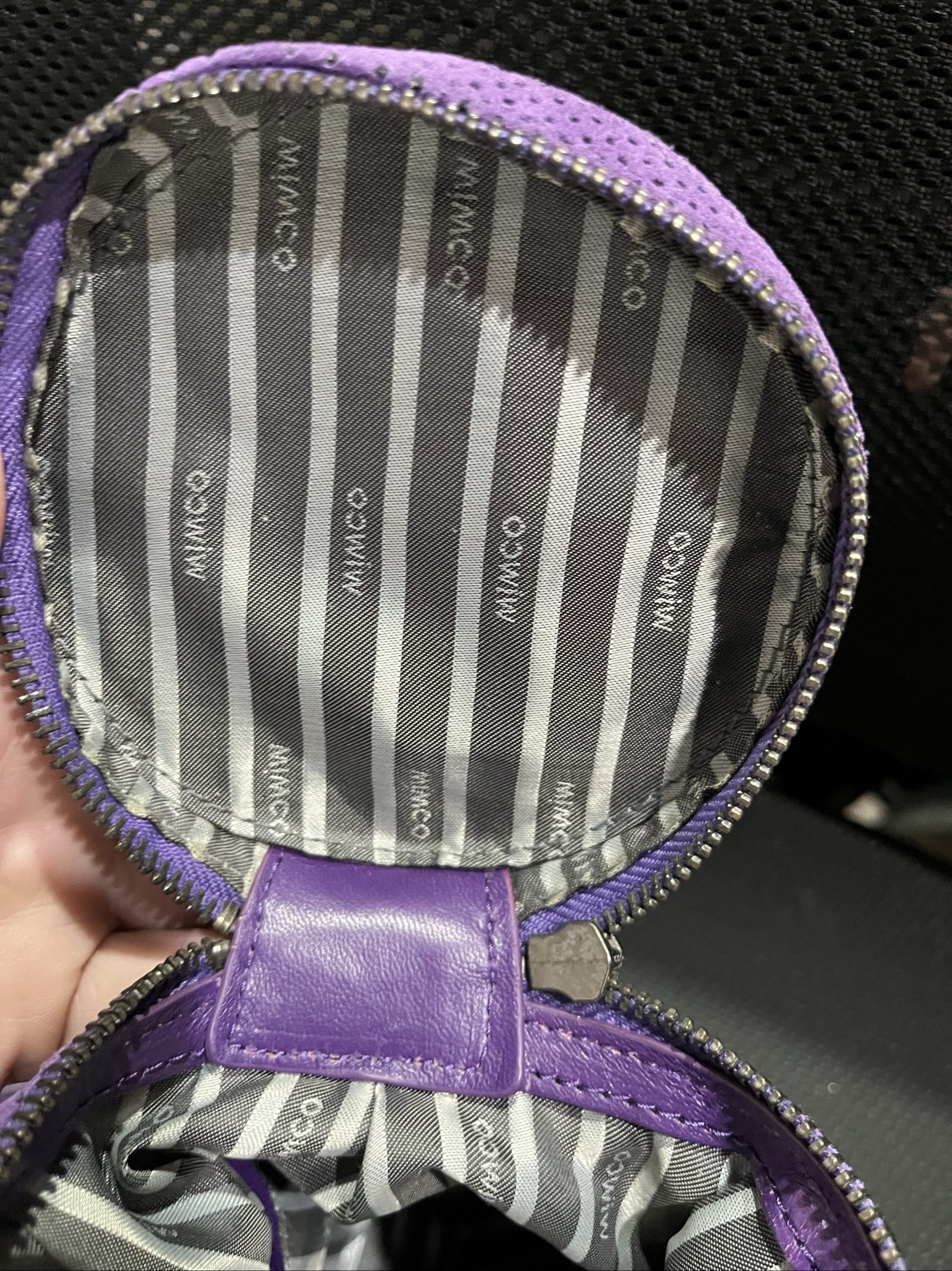MIMCO Purple Leather & Canvas Drawstring Crossbody Bag image 7