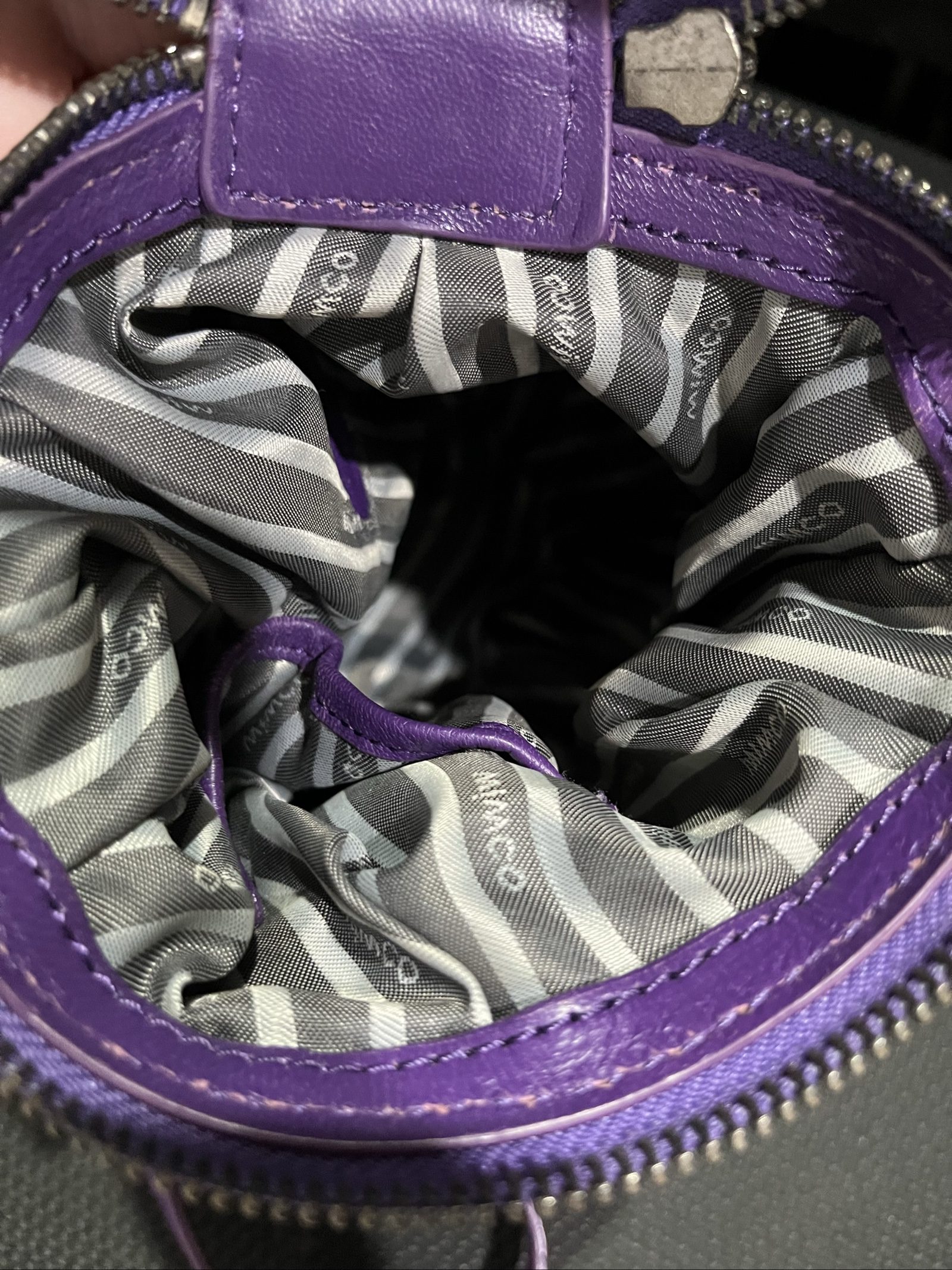 MIMCO Purple Leather & Canvas Drawstring Crossbody Bag image 8