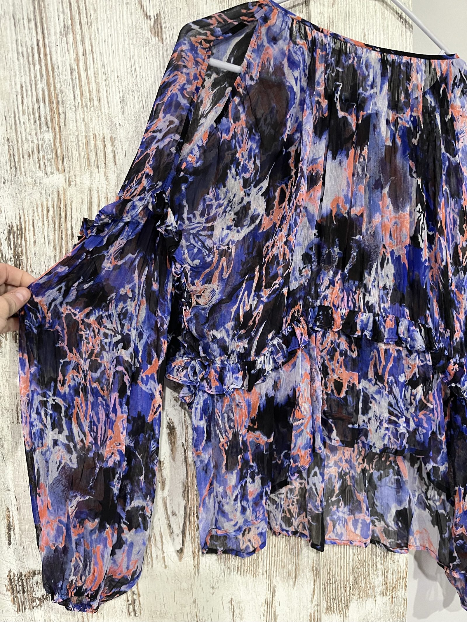 IRO Women's Multi Colour Abstract Print Sheer Blouse Size 36 image 2