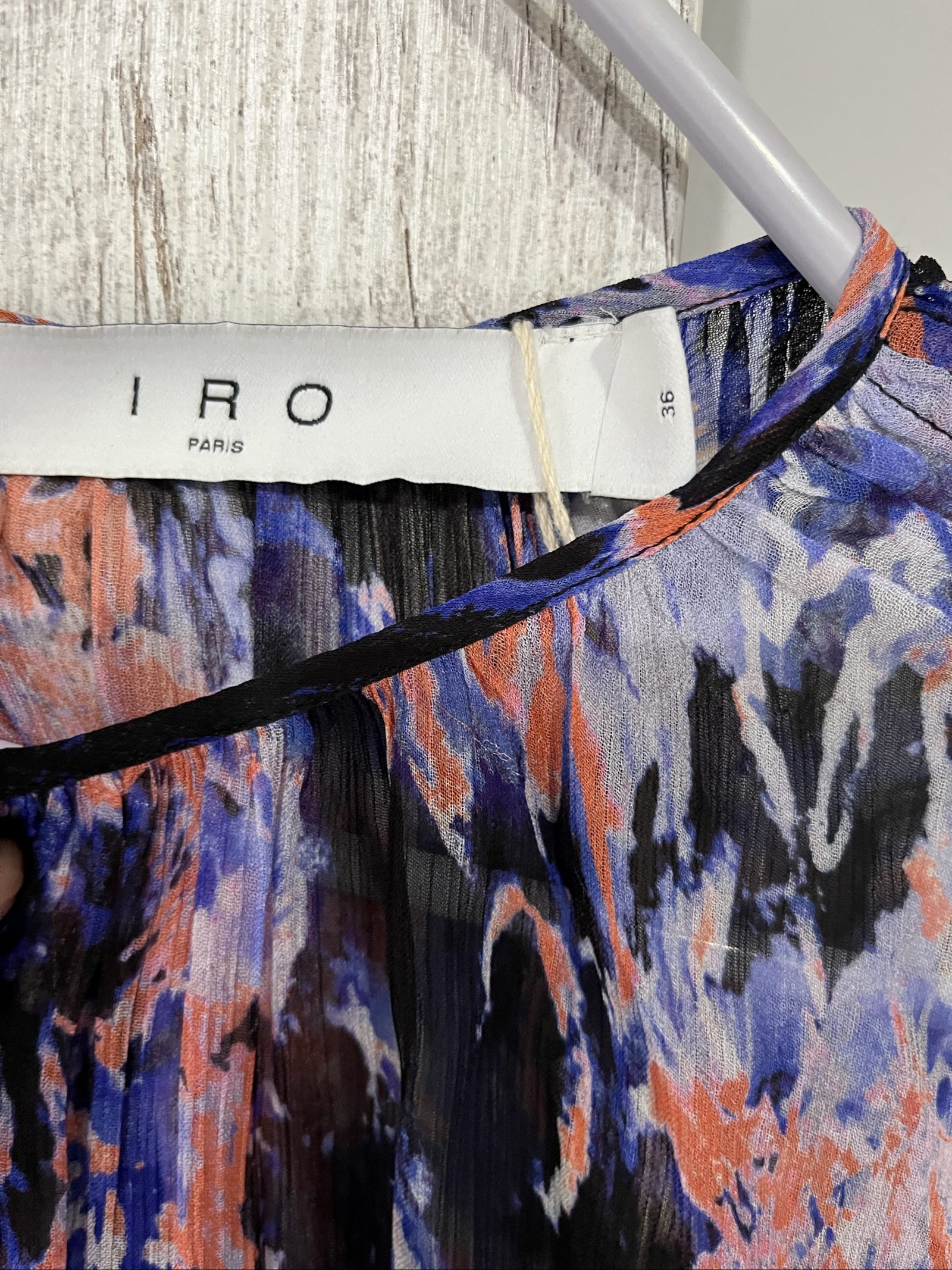 IRO Women's Multi Colour Abstract Print Sheer Blouse Size 36 image 5