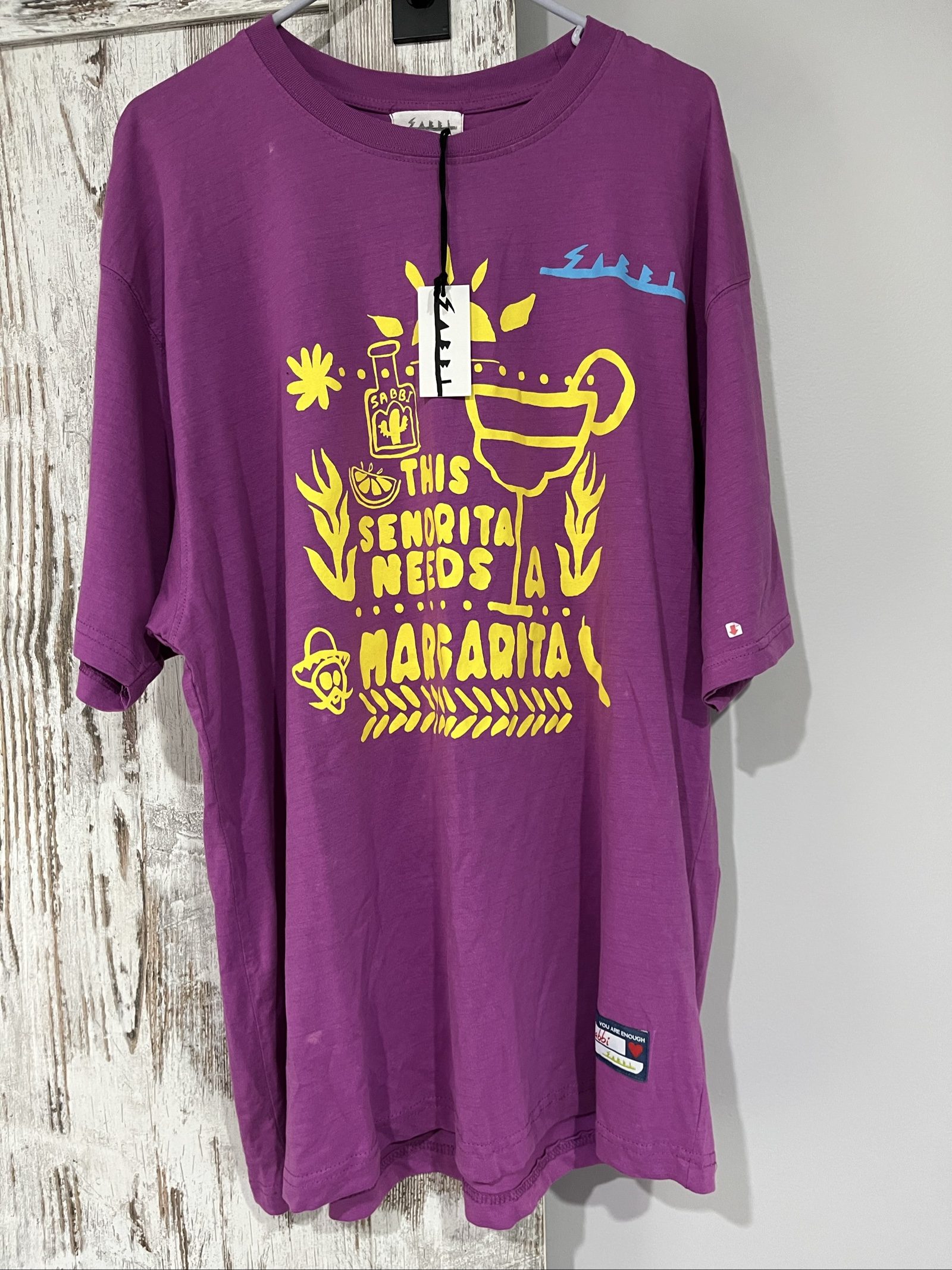 Sabbi Purple & Yellow Graphic Print T-Shirt XS