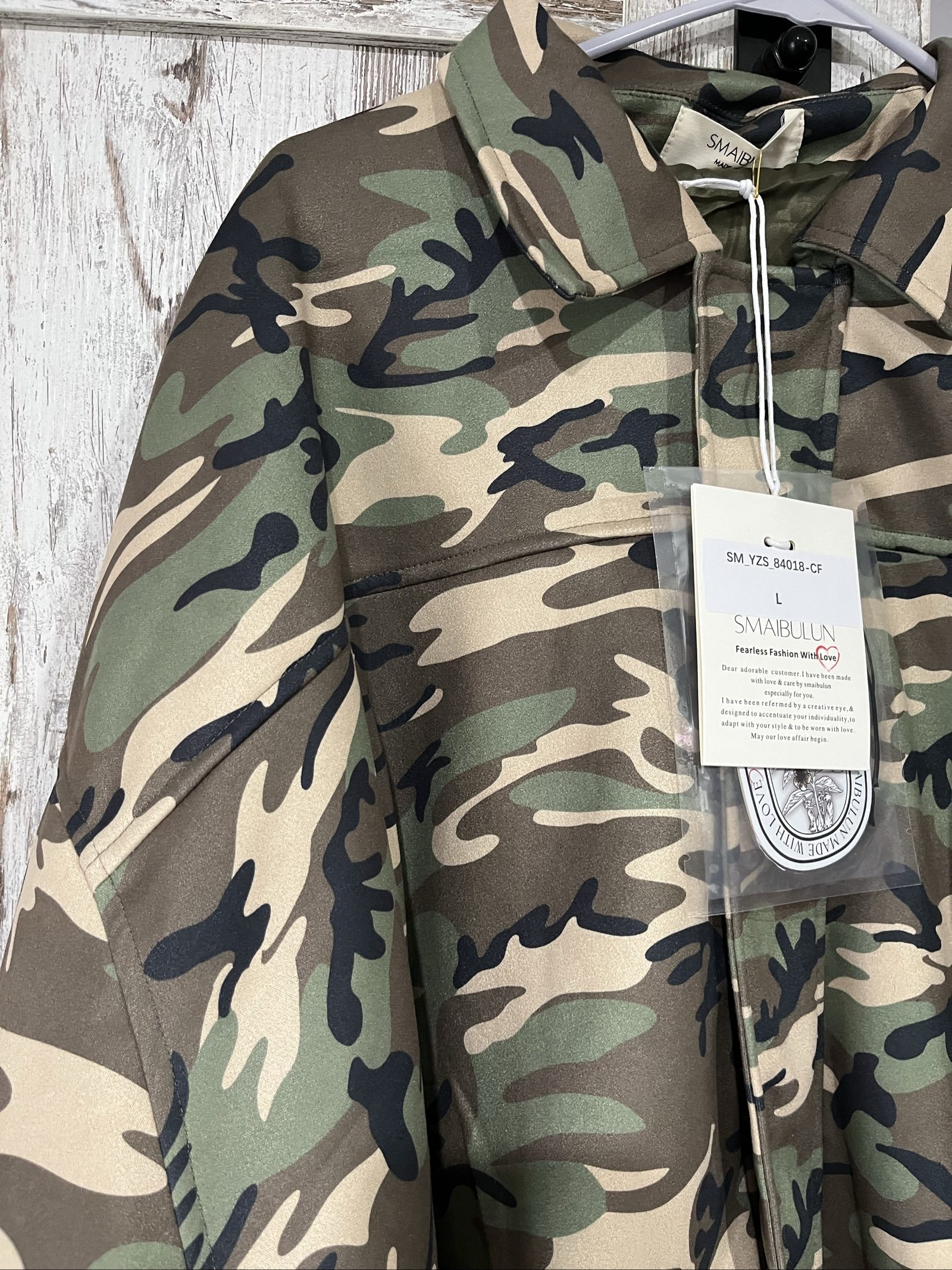 Smaibulun Green & Beige Camouflage Suede Jacket Large image 3