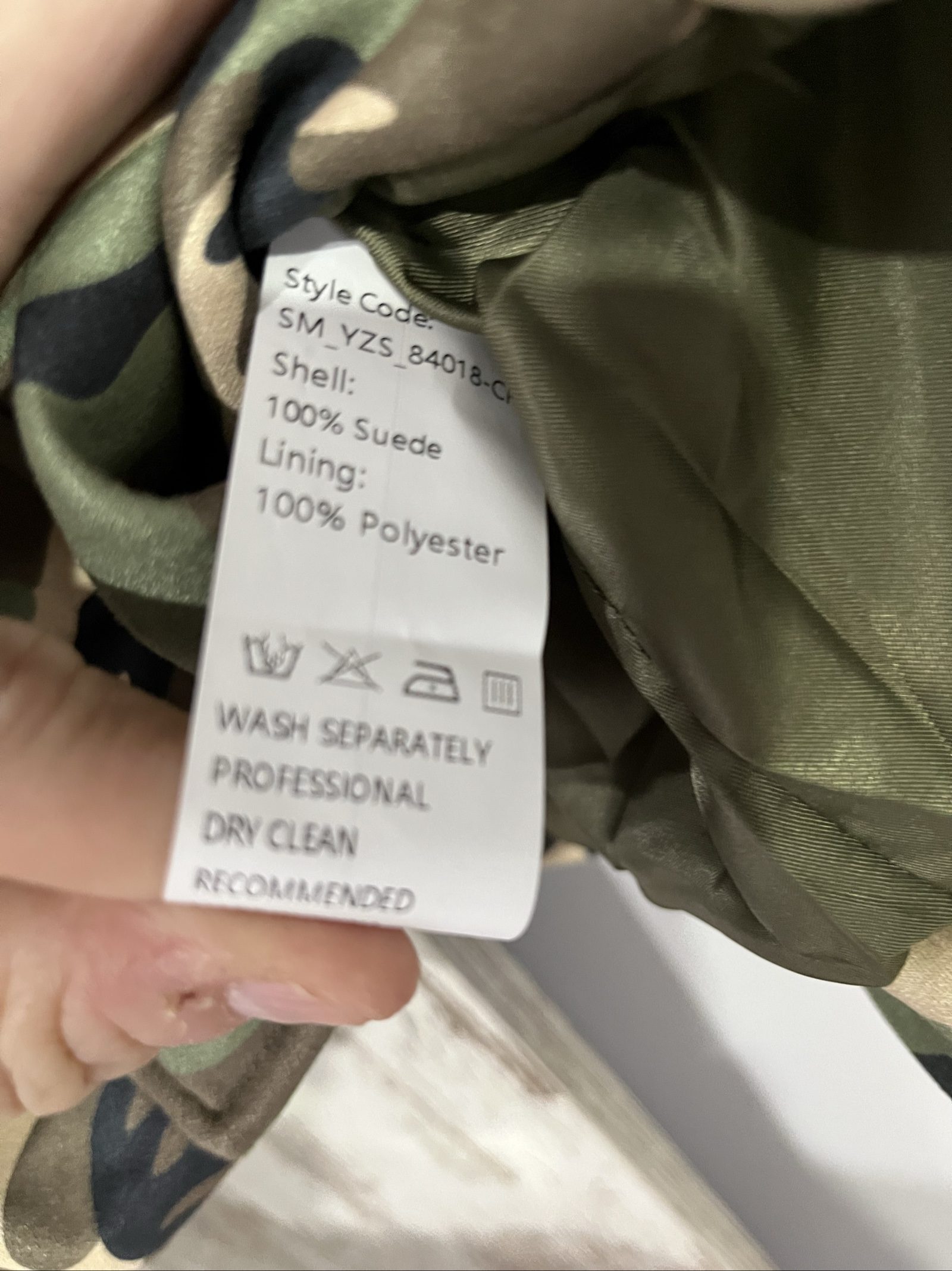 Smaibulun Green & Beige Camouflage Suede Jacket Large image 4