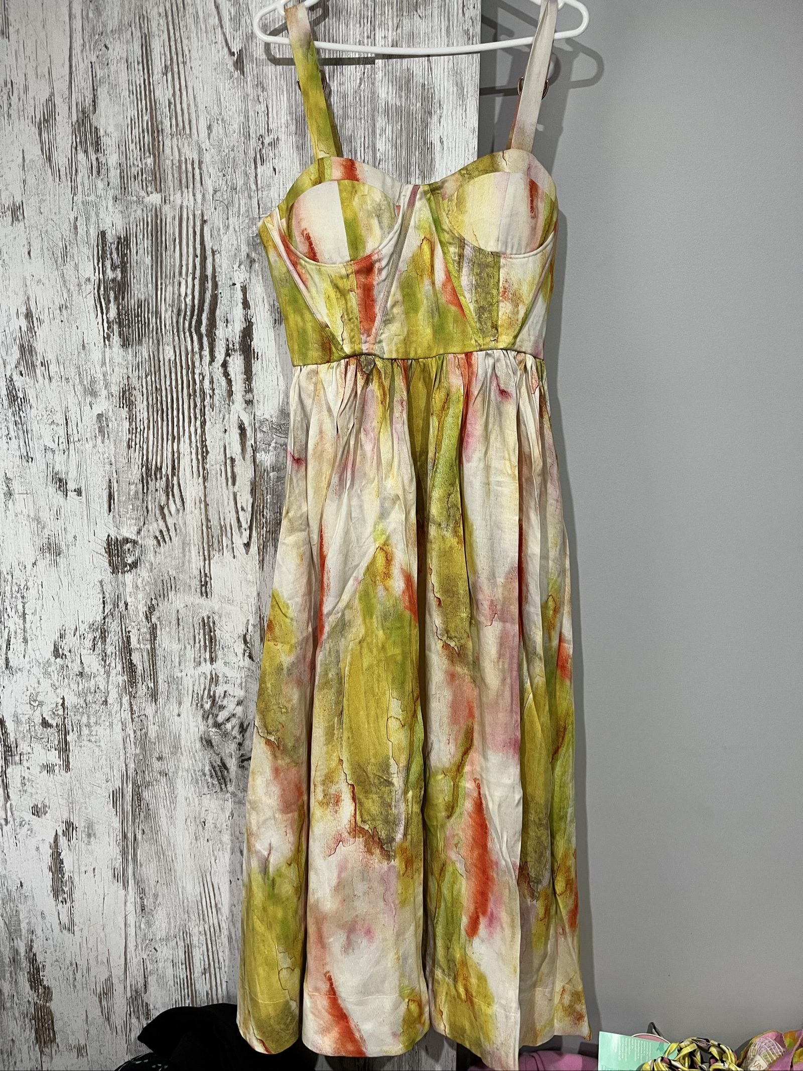 Aureta Womens Multi-Coloured Abstract Print Corset Top Dress Medium