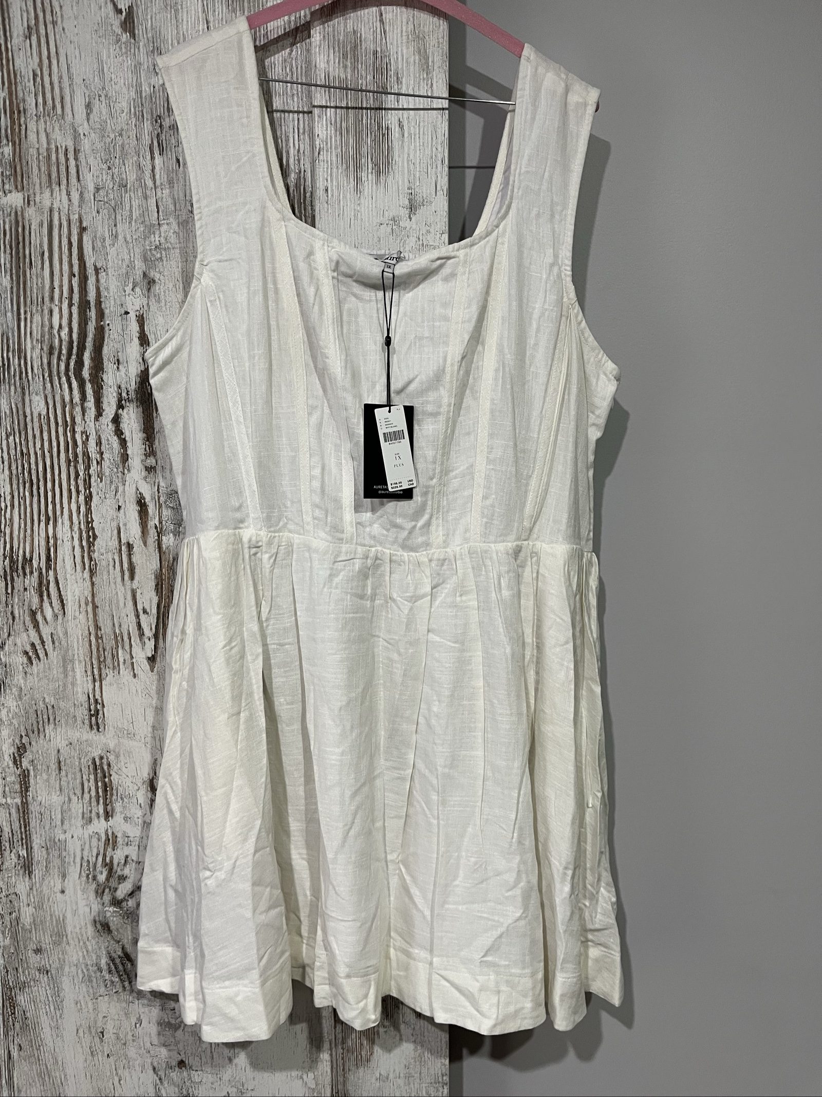 Aureta White Linen Blend Sleeveless Dress 1X Plus Size