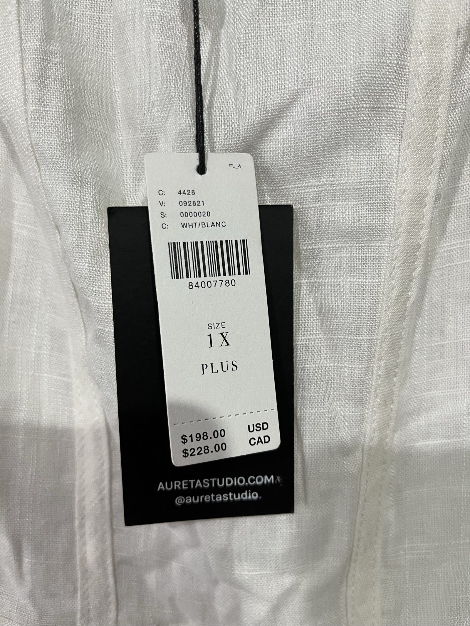 Aureta White Linen Blend Sleeveless Dress 1X Plus Size image 2
