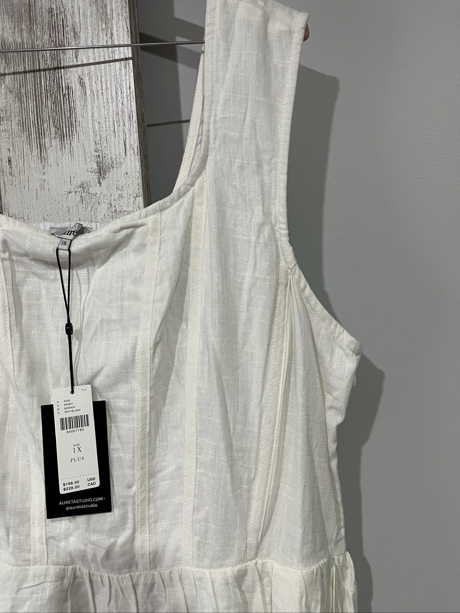 Aureta White Linen Blend Sleeveless Dress 1X Plus Size image 3
