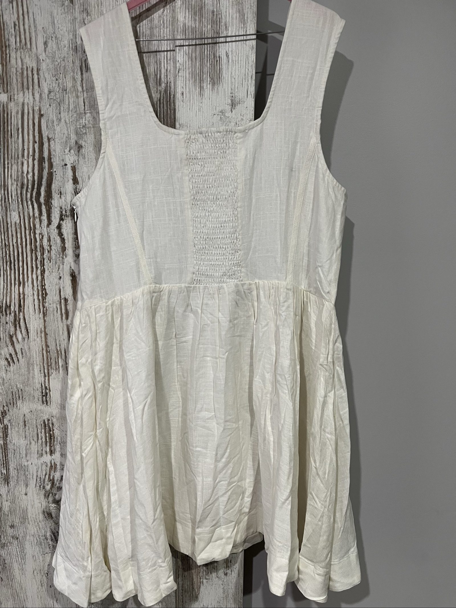 Aureta White Linen Blend Sleeveless Dress 1X Plus Size image 4