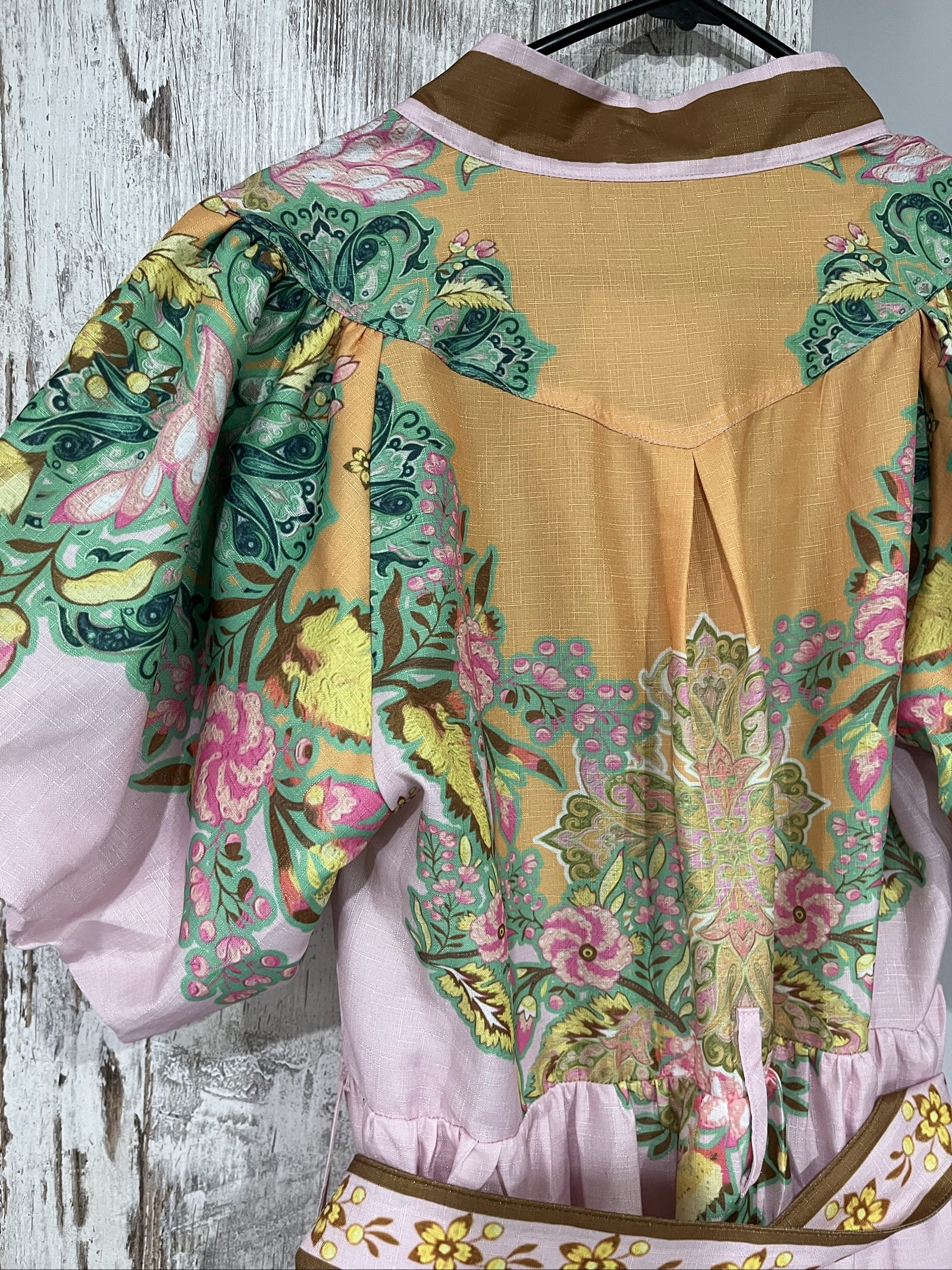 27SE Pink & Green Floral Print Midi Dress XL with Belt image 7