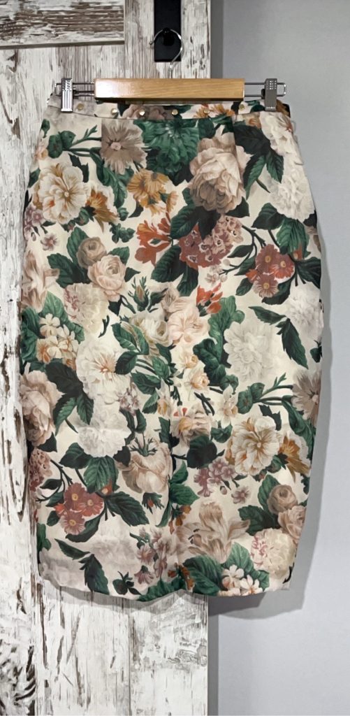Zimmermann Floral Pattern Pencil Skirt Size 12 Cream Green Brown