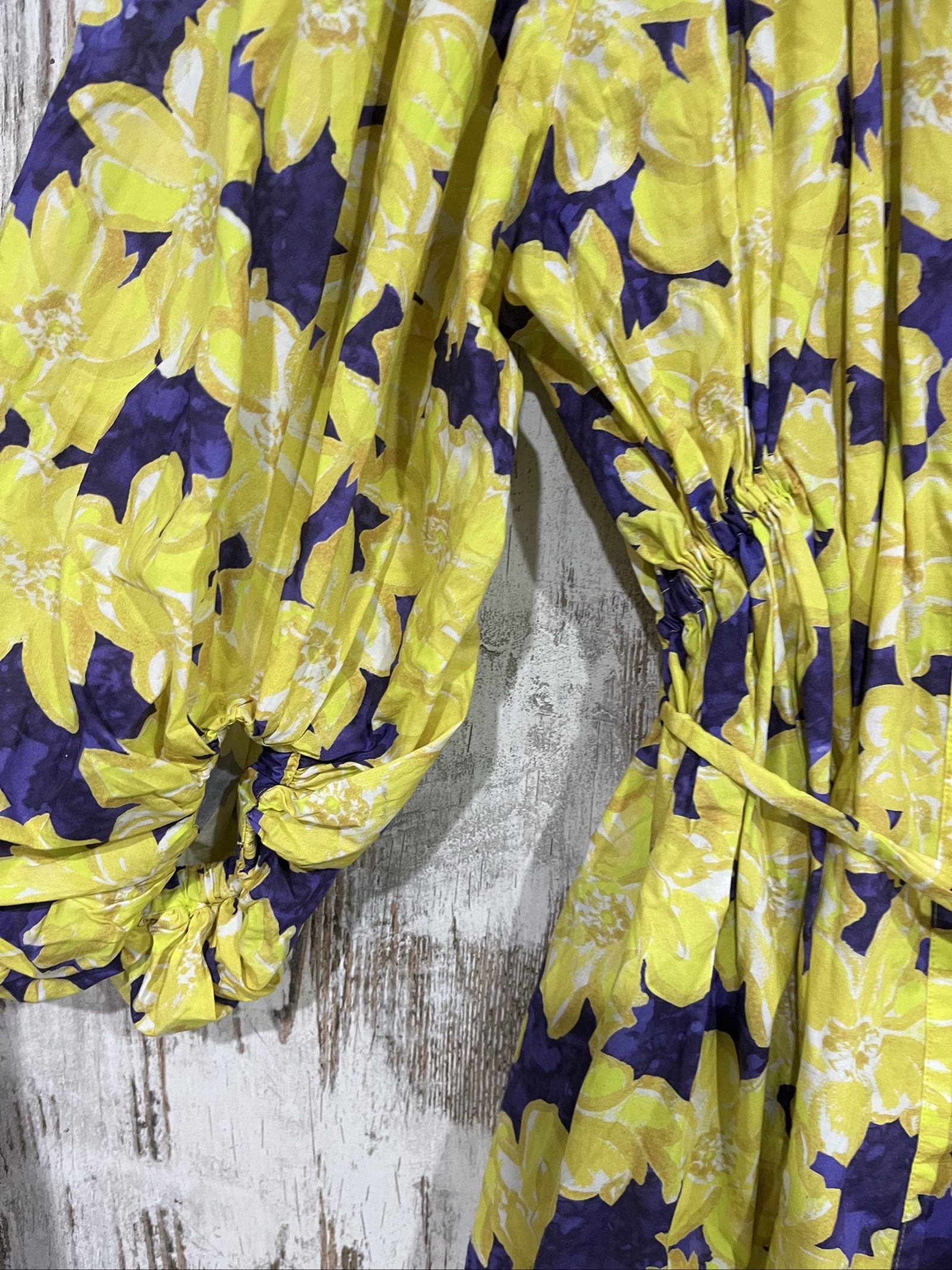 Aureta Yellow & Purple Floral Women’s Belted Blouse Tunic Medium image 3