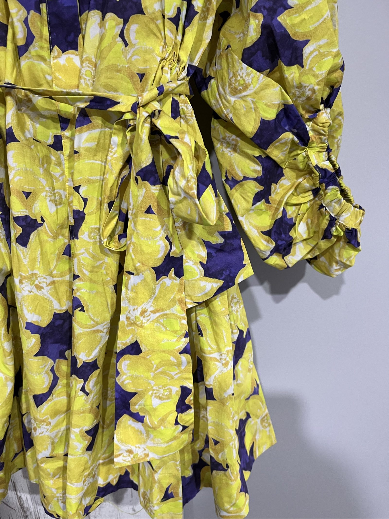 Aureta Yellow & Purple Floral Women’s Belted Blouse Tunic Medium image 4