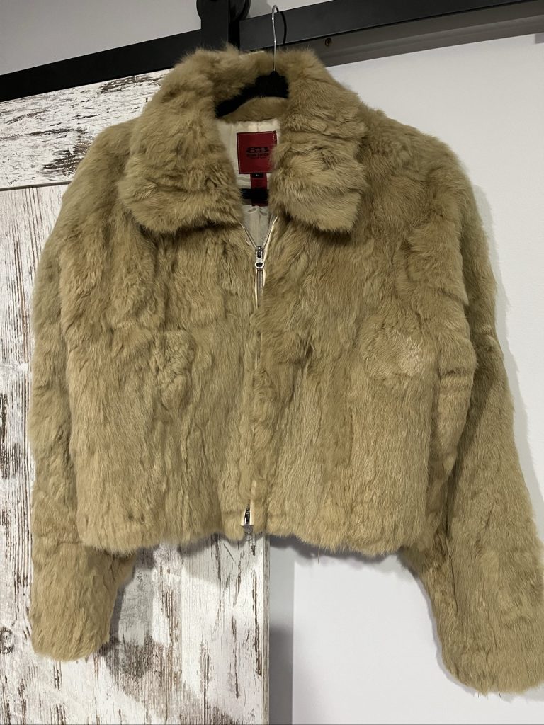 Bomb Boogie Beige Leather Faux Fur Jacket Large