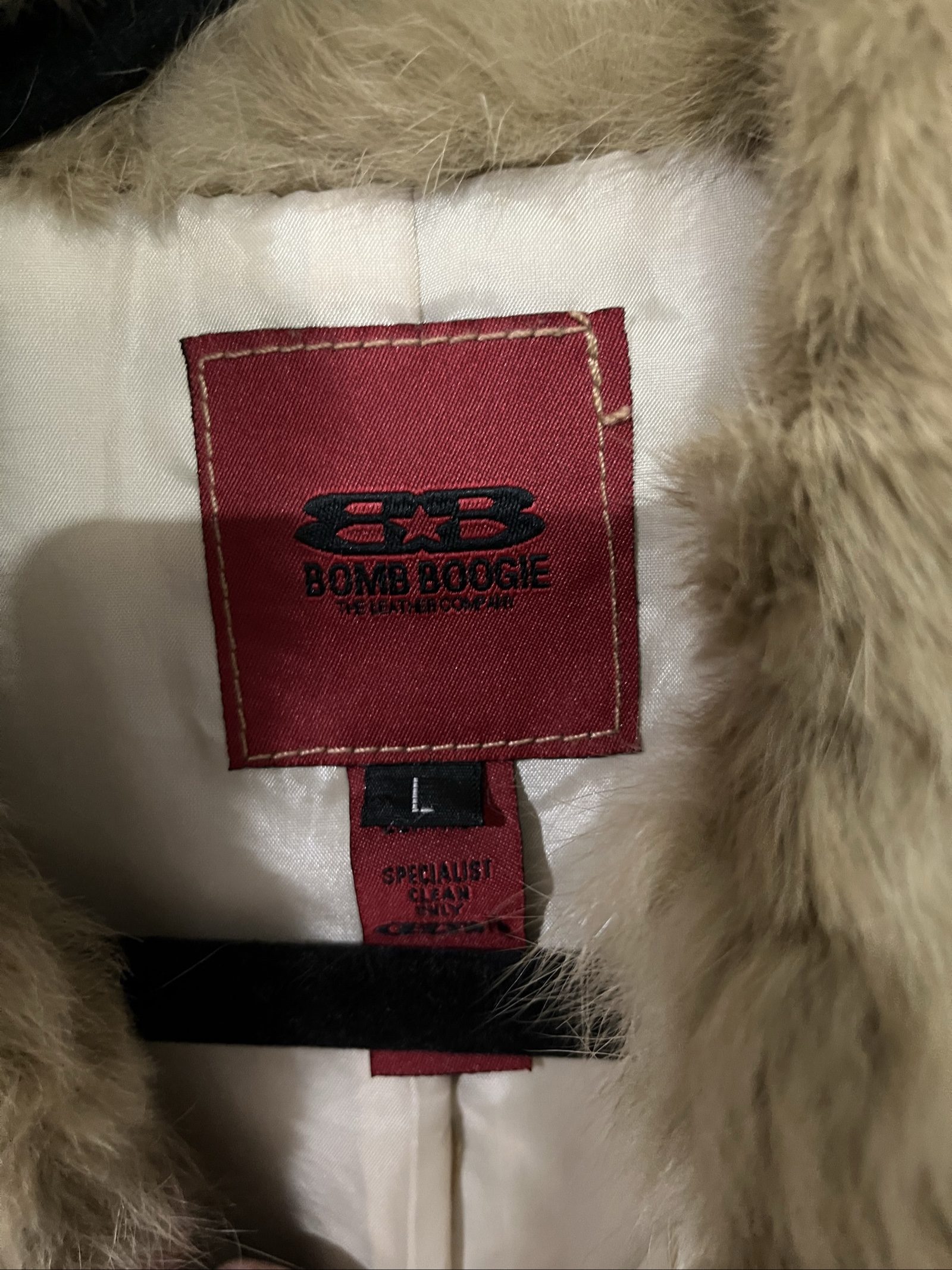 Bomb Boogie Beige Leather Faux Fur Jacket Large image 2