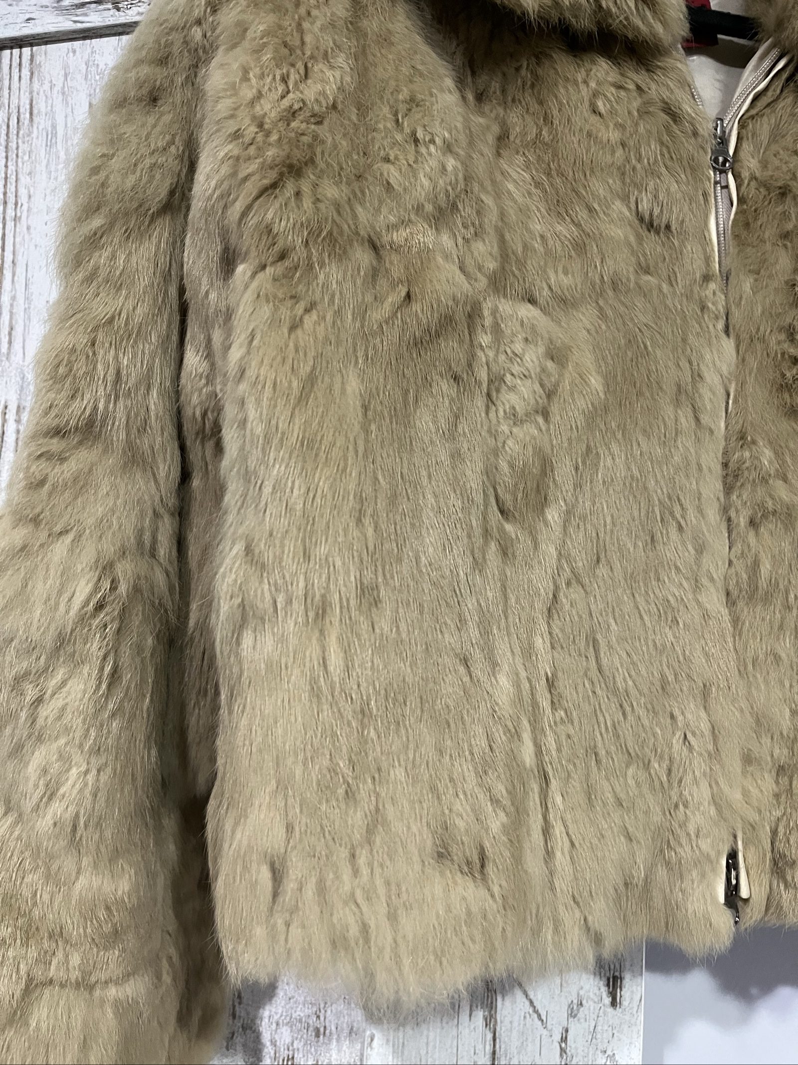 Bomb Boogie Beige Leather Faux Fur Jacket Large image 4