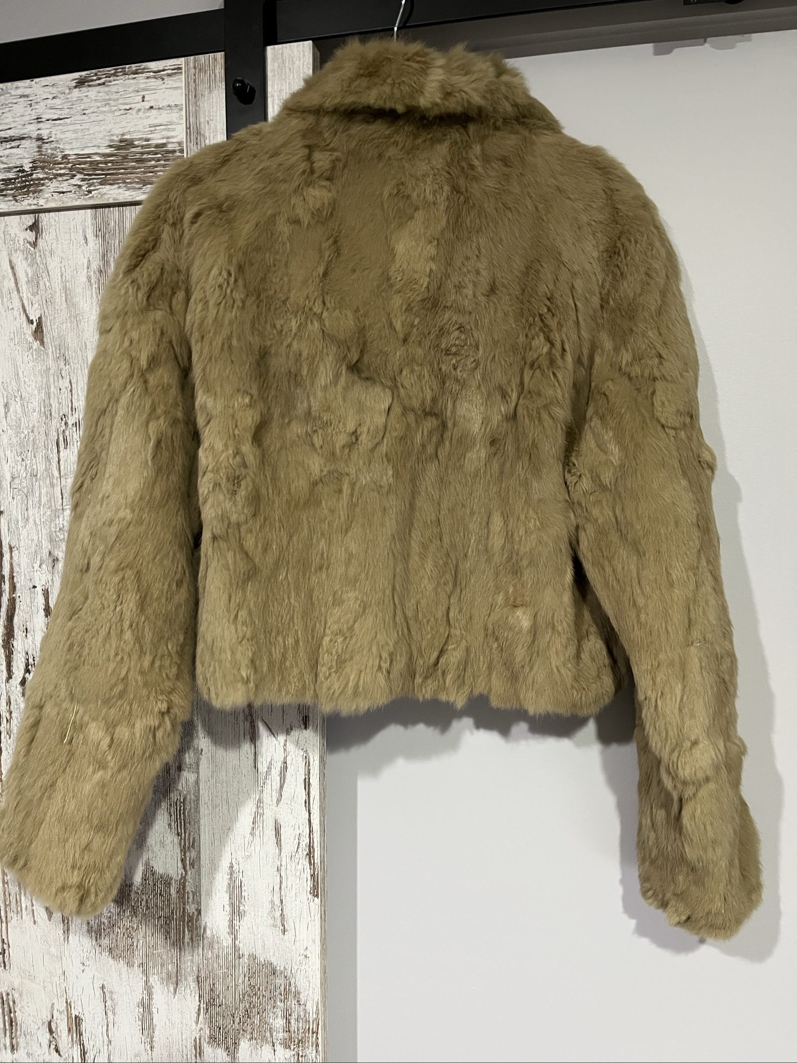 Bomb Boogie Beige Leather Faux Fur Jacket Large image 5