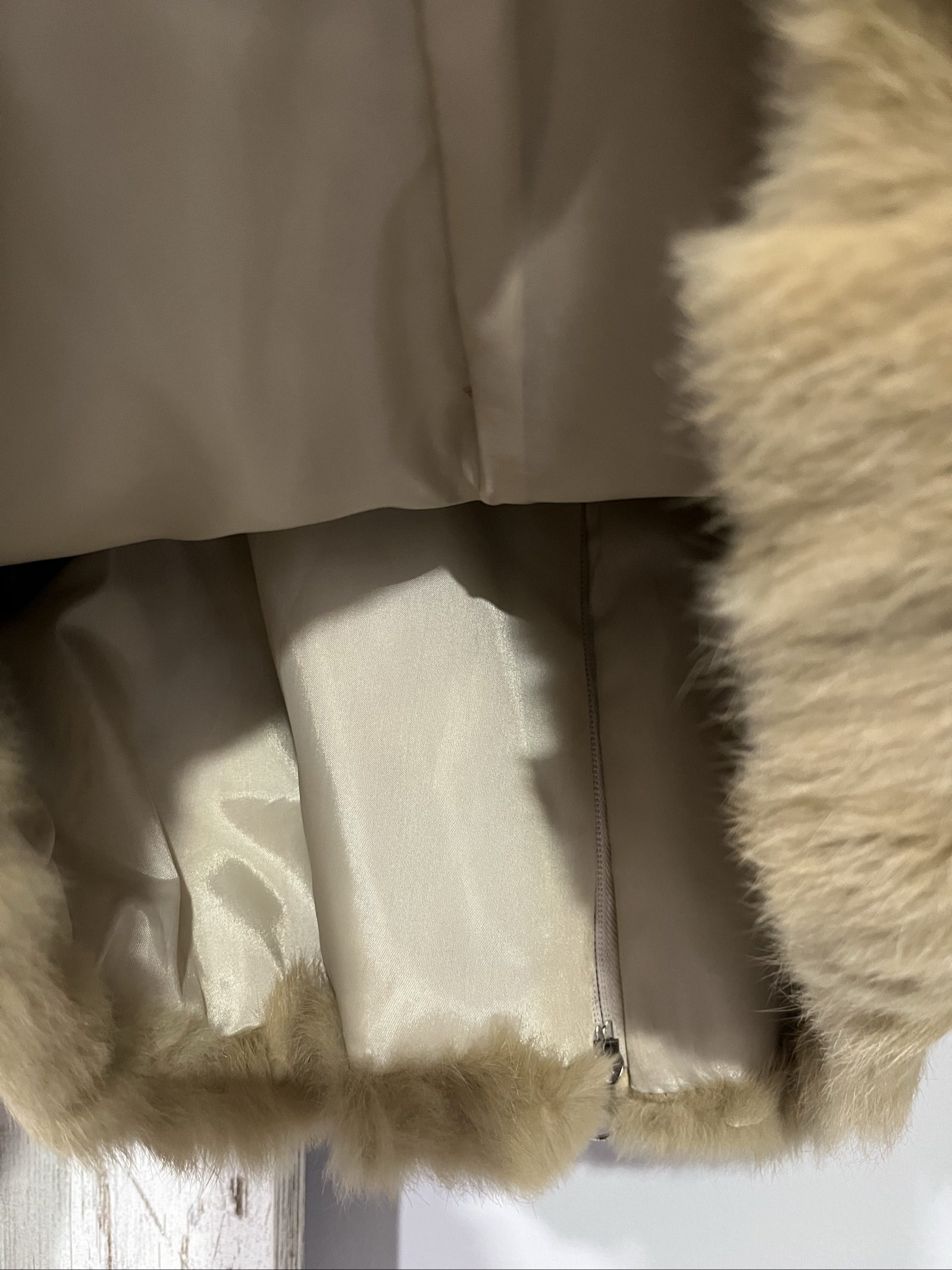 Bomb Boogie Beige Leather Faux Fur Jacket Large image 7