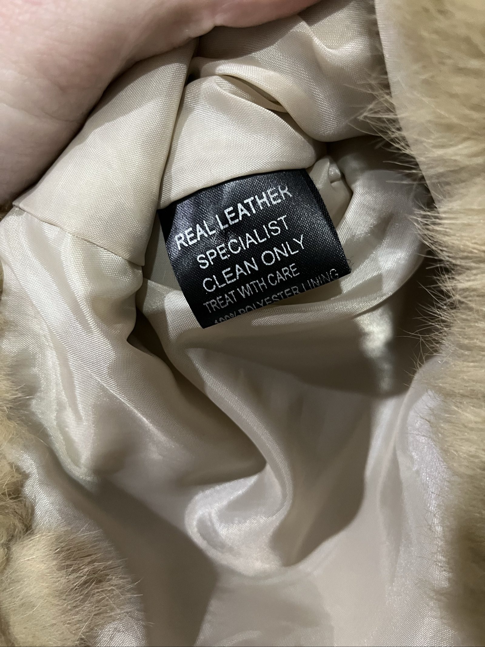 Bomb Boogie Beige Leather Faux Fur Jacket Large image 8