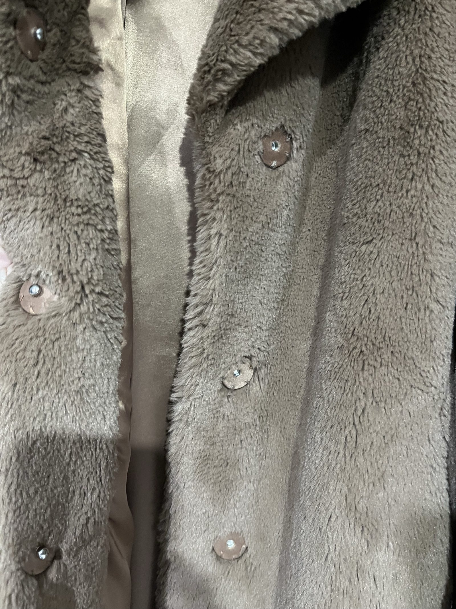Stand Studio Brown Faux Fur Coat Large with Button Closure image 2