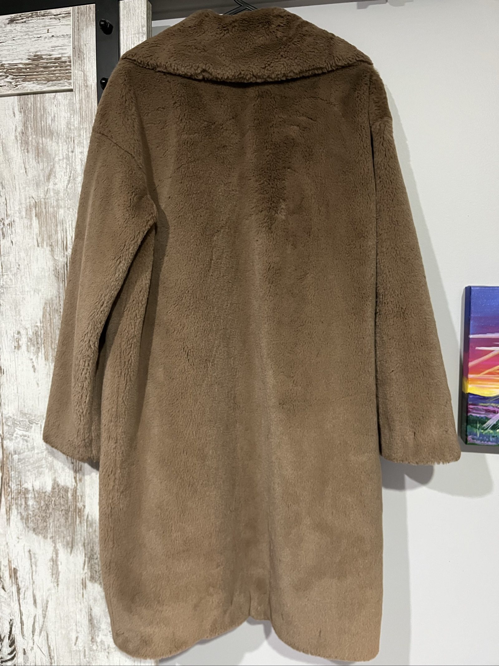 Stand Studio Brown Faux Fur Coat Large with Button Closure image 6