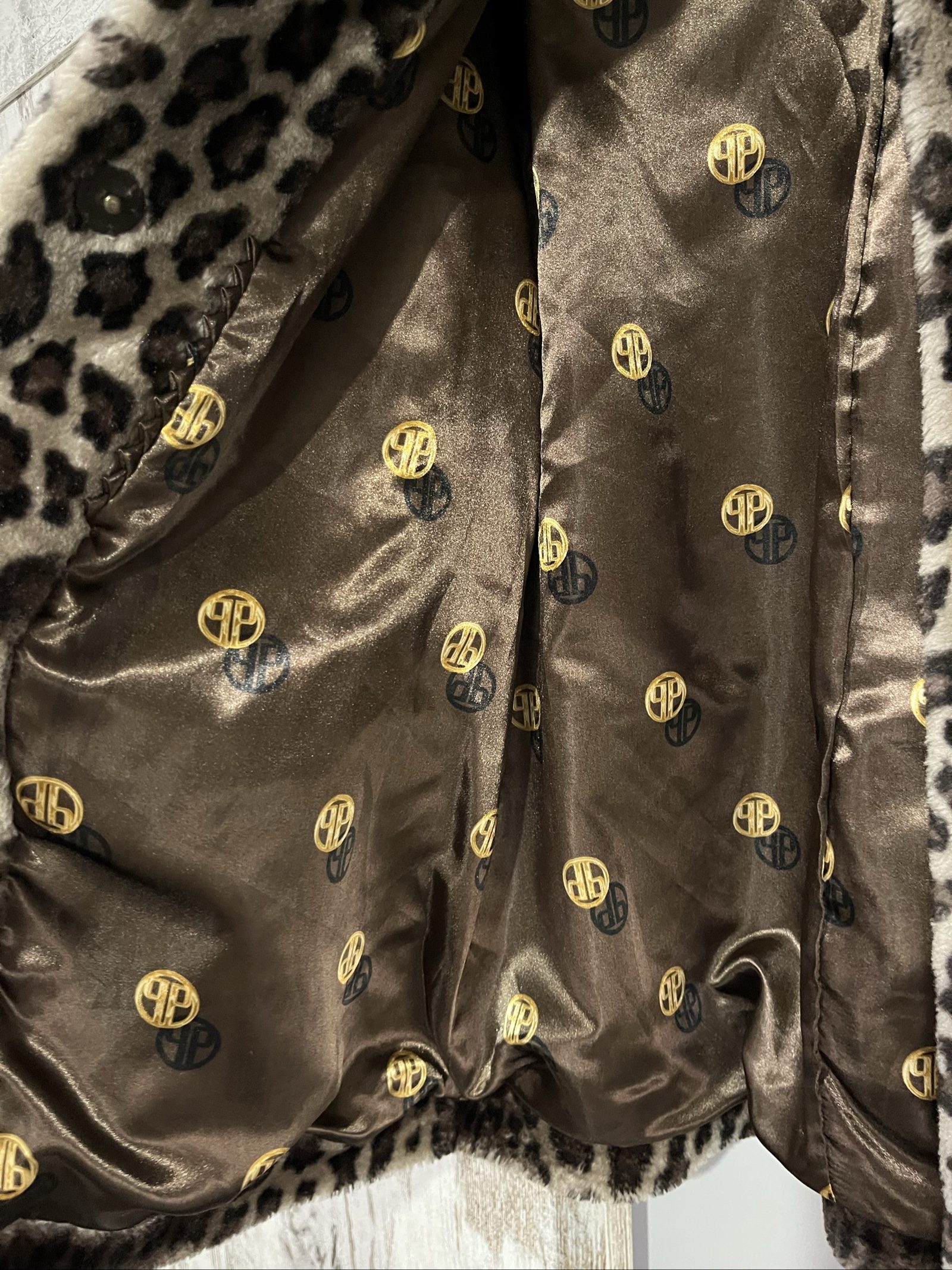 Dennis Basso Women's Brown Leopard Print Faux Fur Coat Small image 3
