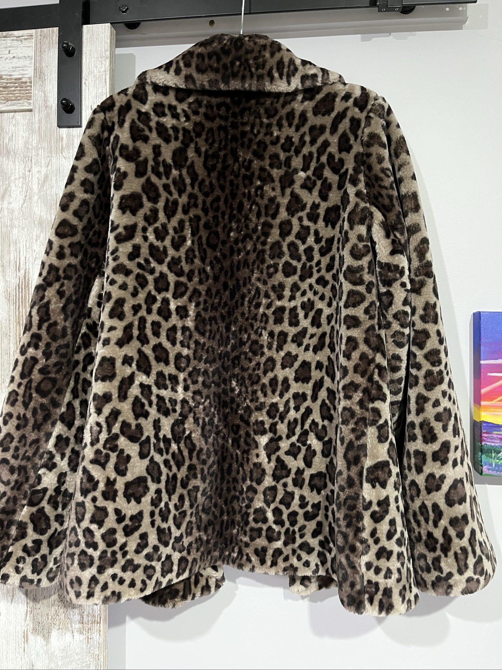 Dennis Basso Women's Brown Leopard Print Faux Fur Coat Small image 5