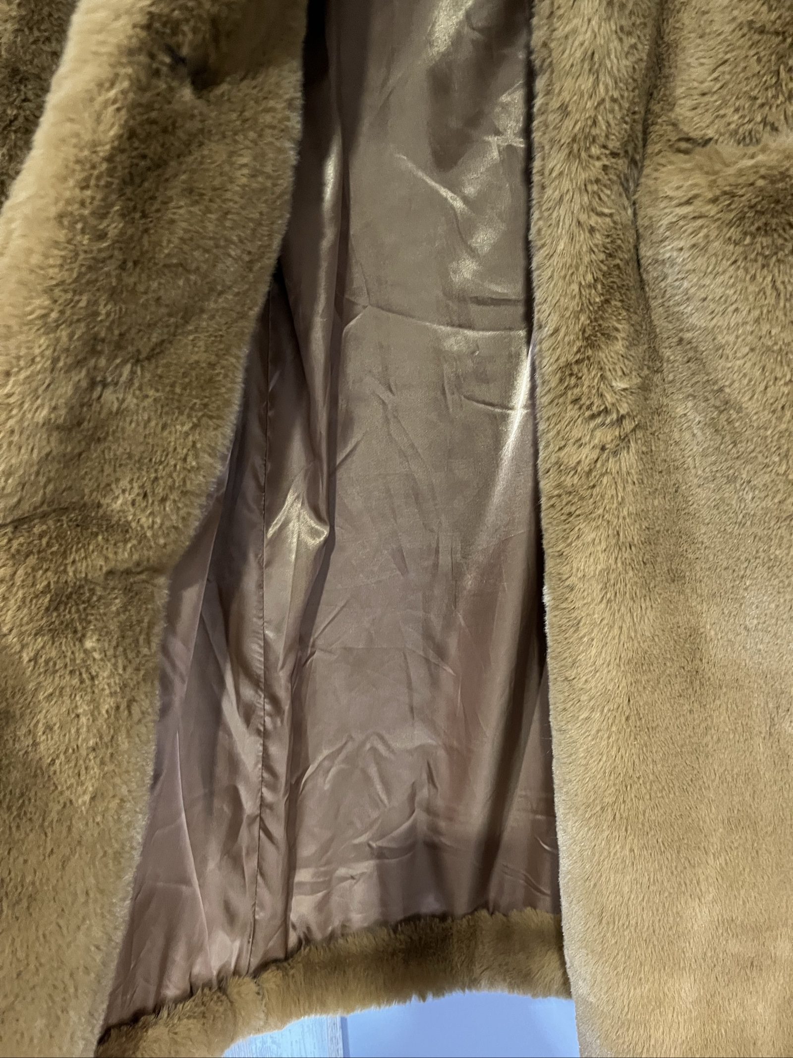 Apparis Brown Faux Fur Coat Small Soft Plush Long Lined image 5