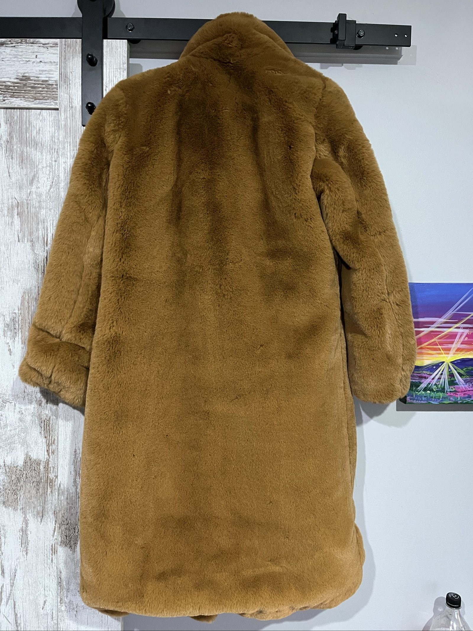 Apparis Brown Faux Fur Coat Small Soft Plush Long Lined image 7