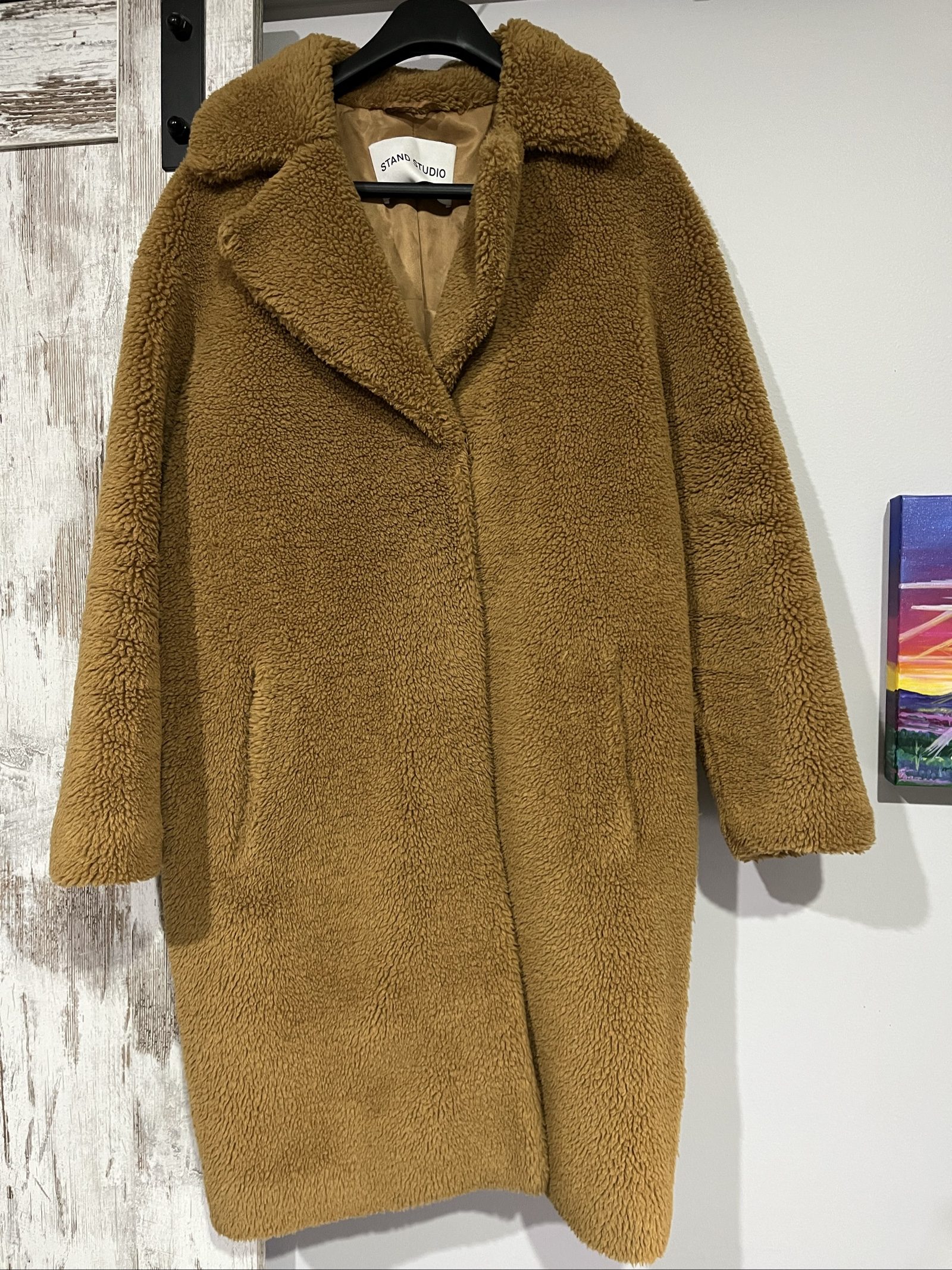 Stand Studio Women's Camel Teddy Faux Fur Coat One Size