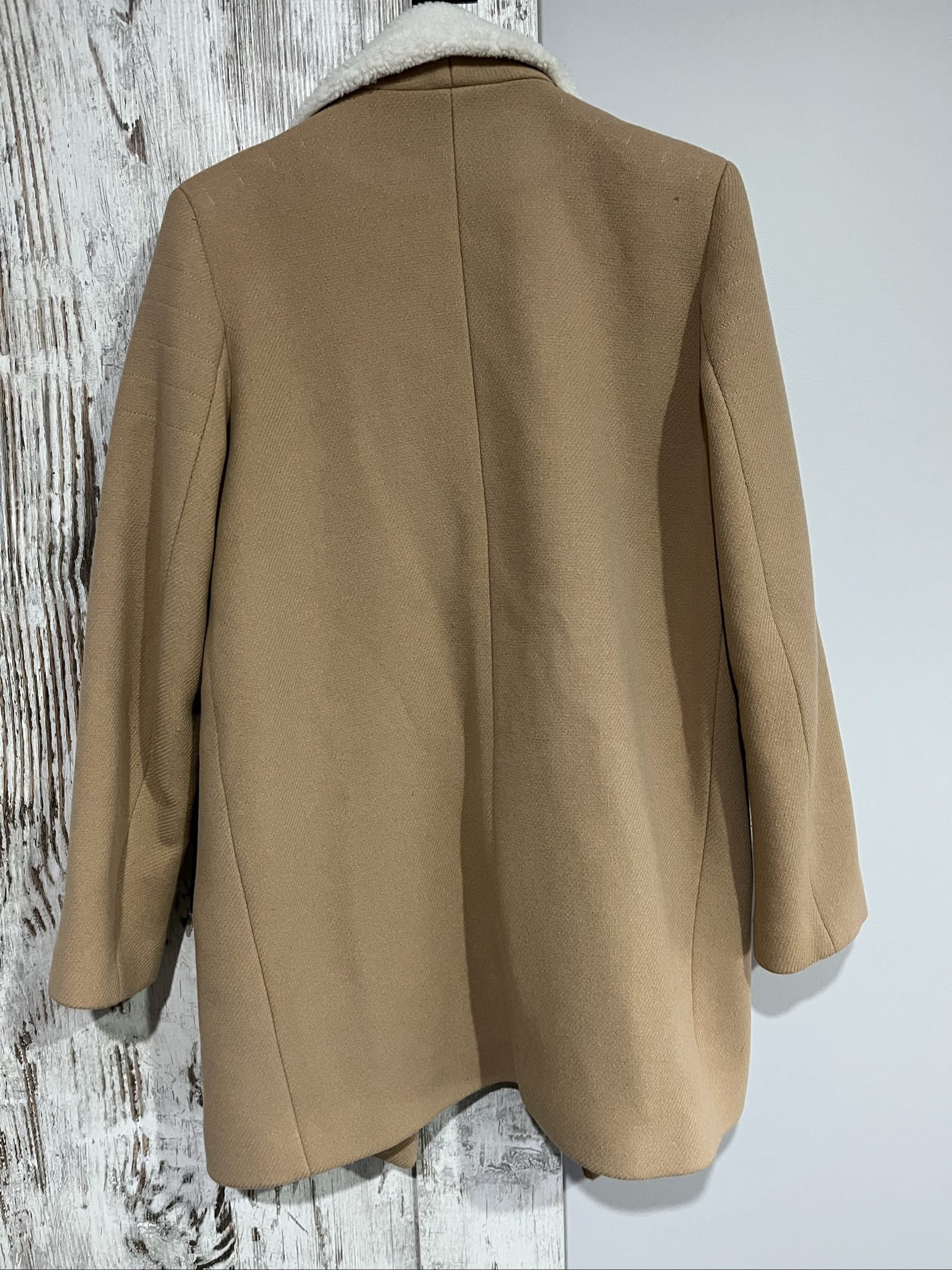 Sandro Camel & White Faux Shearling Coat Size 36 image 7
