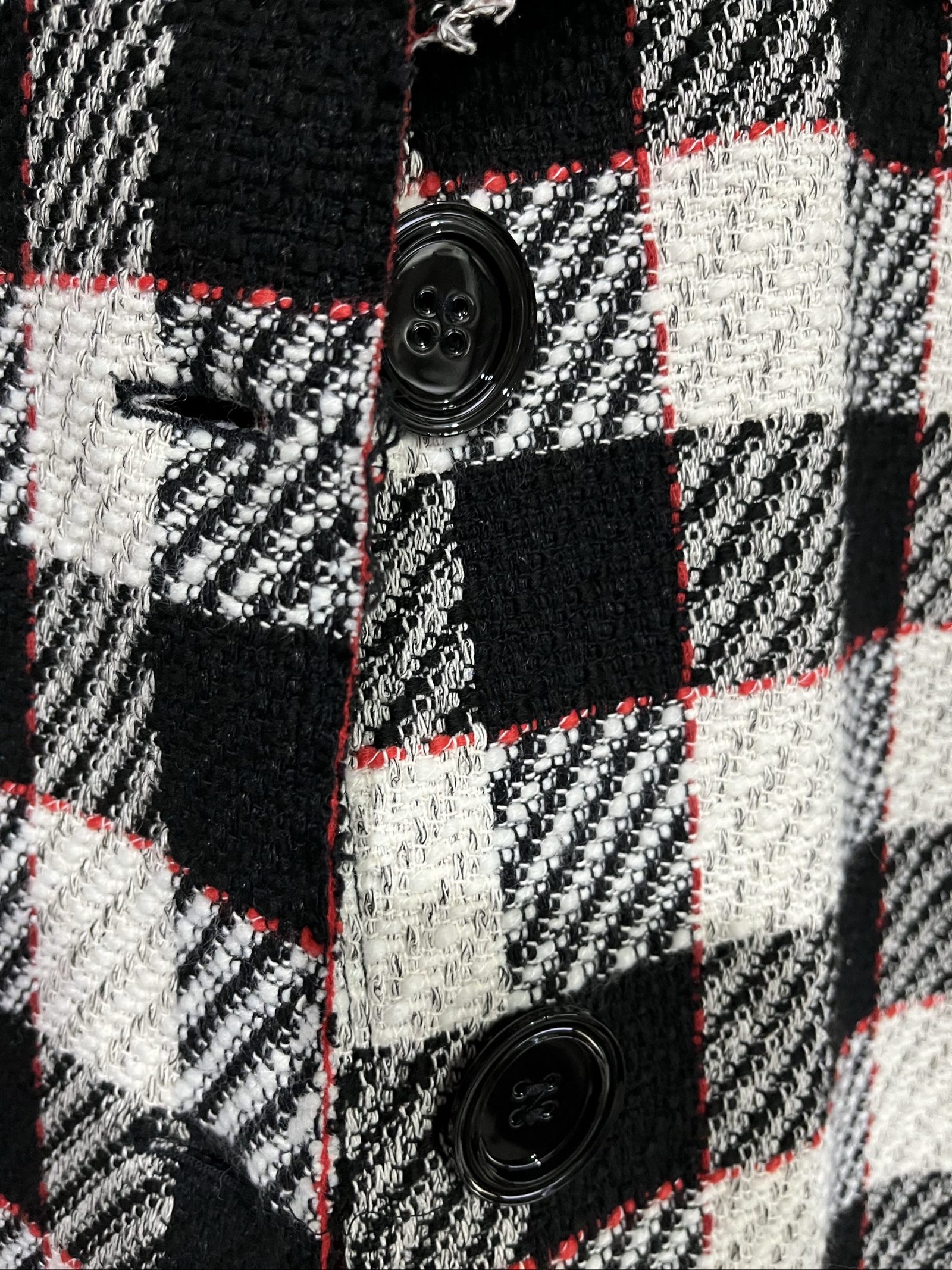 Pinko Black & White Checkered Coat Large Red Lining image 4