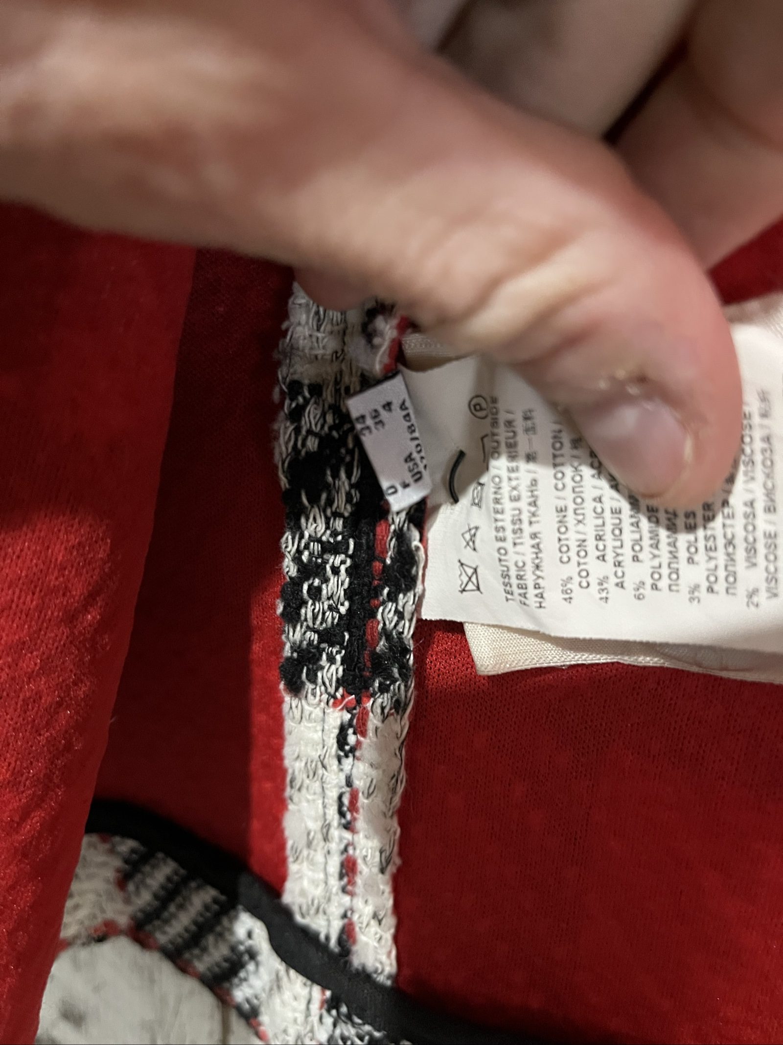Pinko Black & White Checkered Coat Large Red Lining image 7